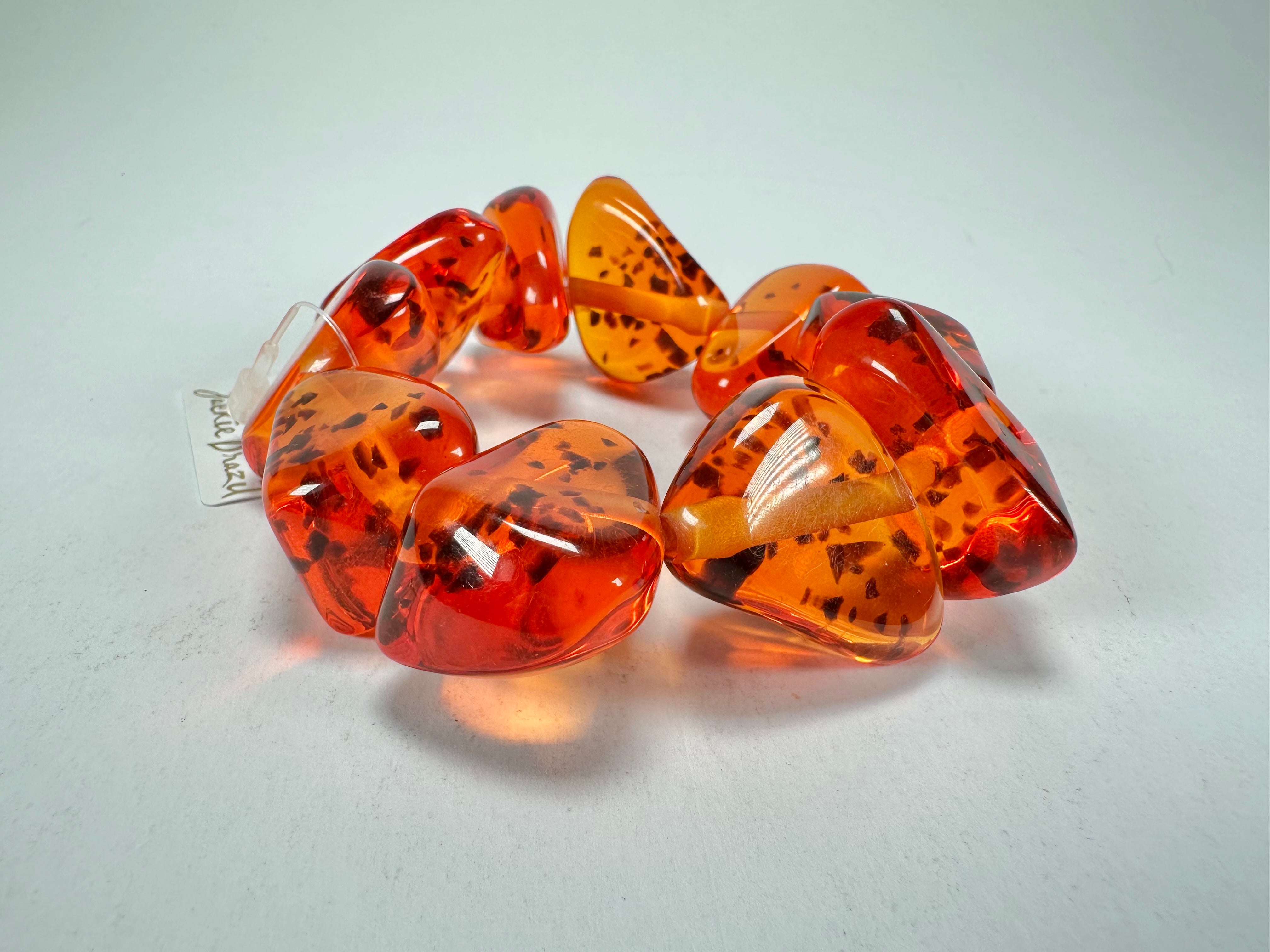 Jackie Brazil "Diamonds" Amber Flintstone Bone Bracelet ( B0211 )