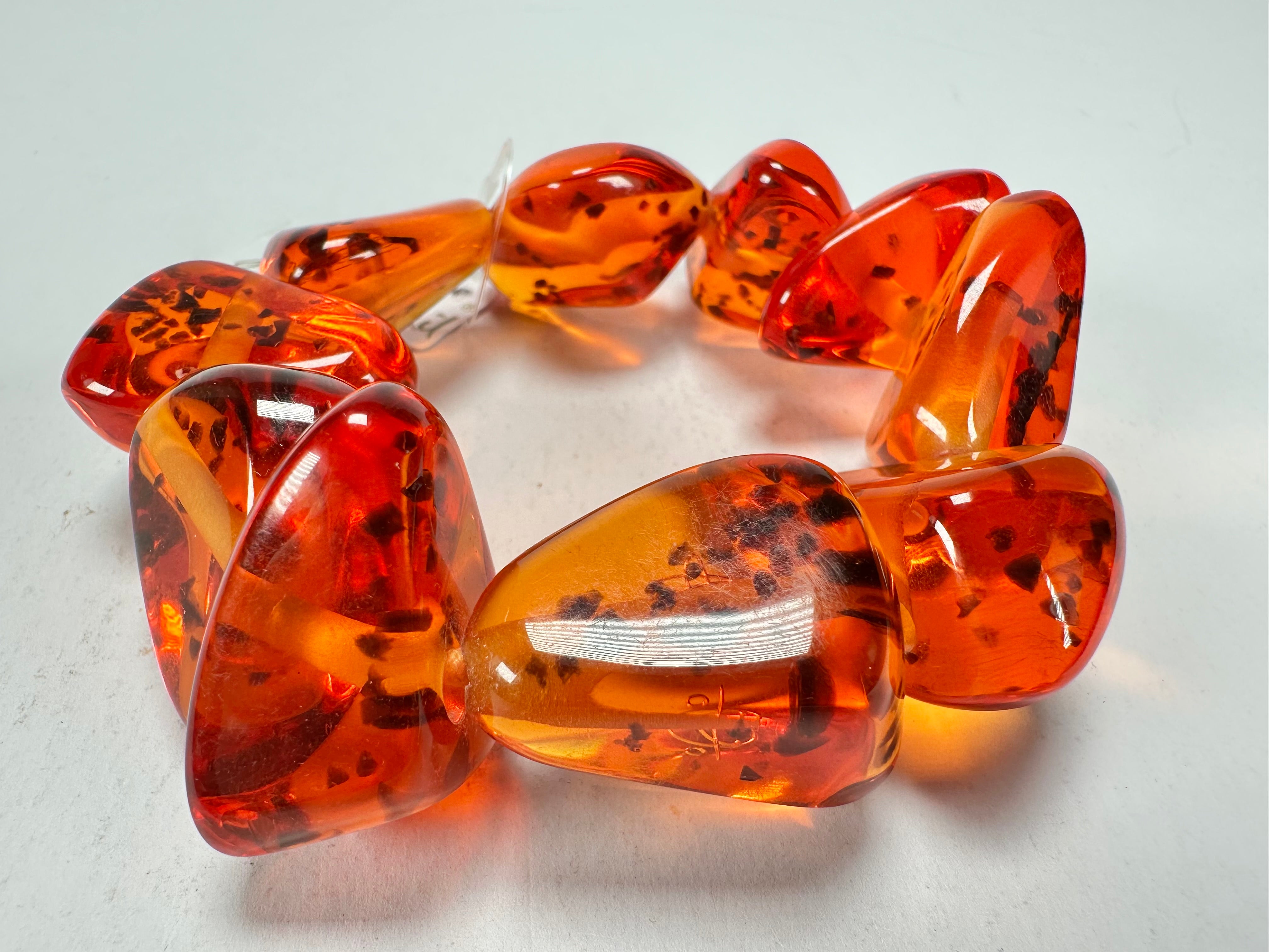 Jackie Brazil "Diamonds" Amber Flintstone Bone Bracelet ( B0211 )