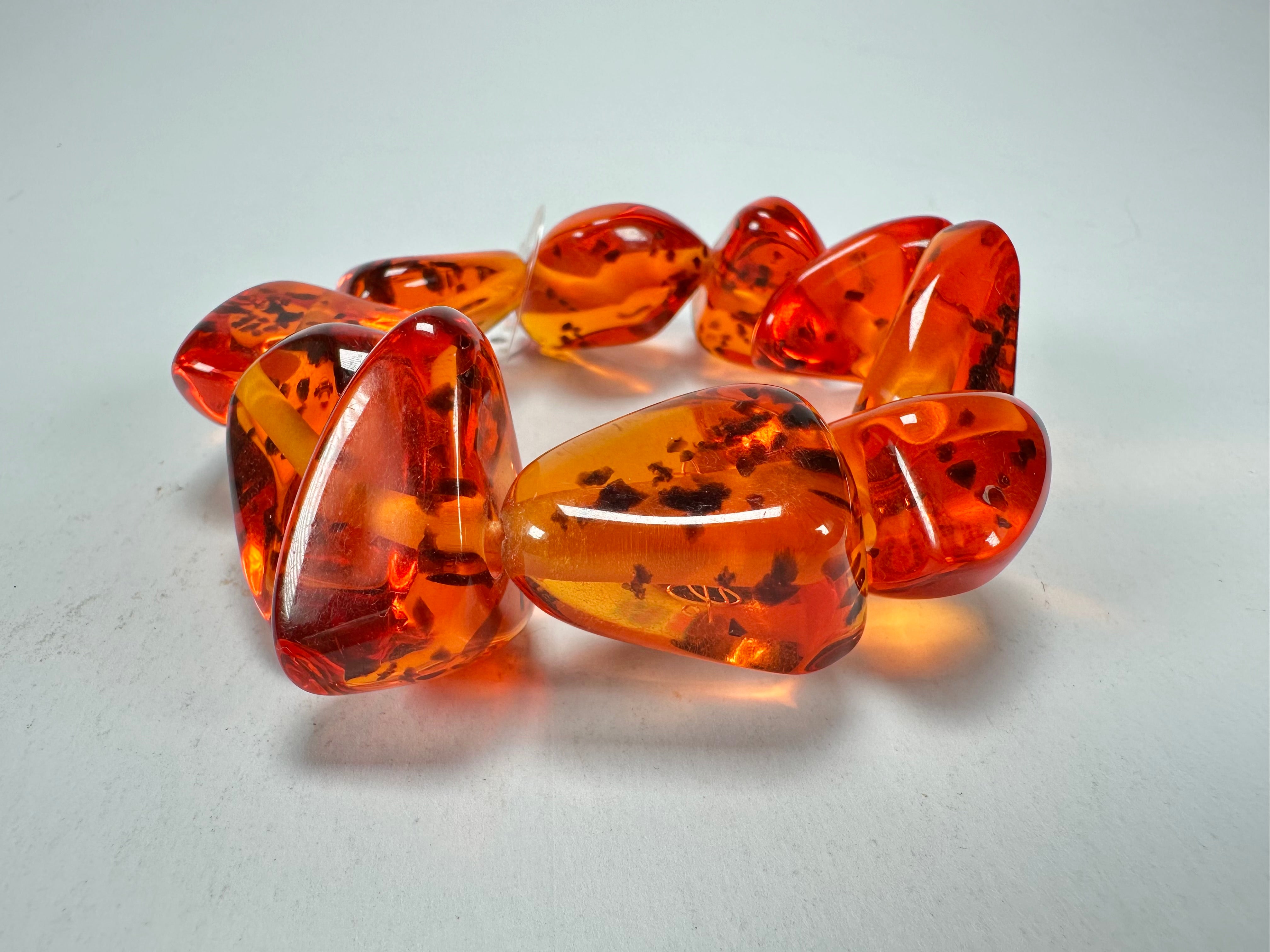 Jackie Brazil "Diamonds" Amber Flintstone Bone Bracelet ( B0211 )