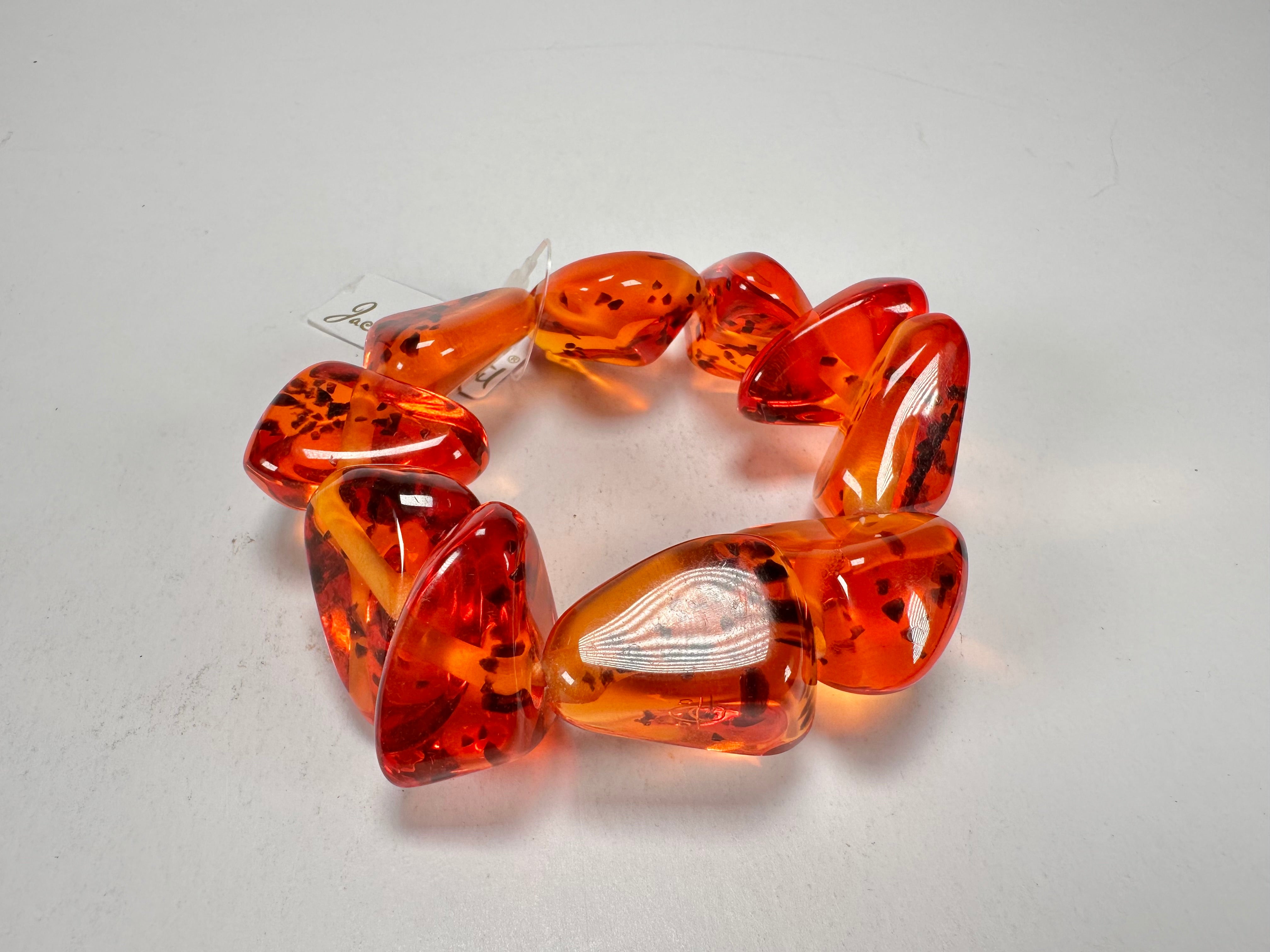 Jackie Brazil "Diamonds" Amber Flintstone Bone Bracelet ( B0211 )