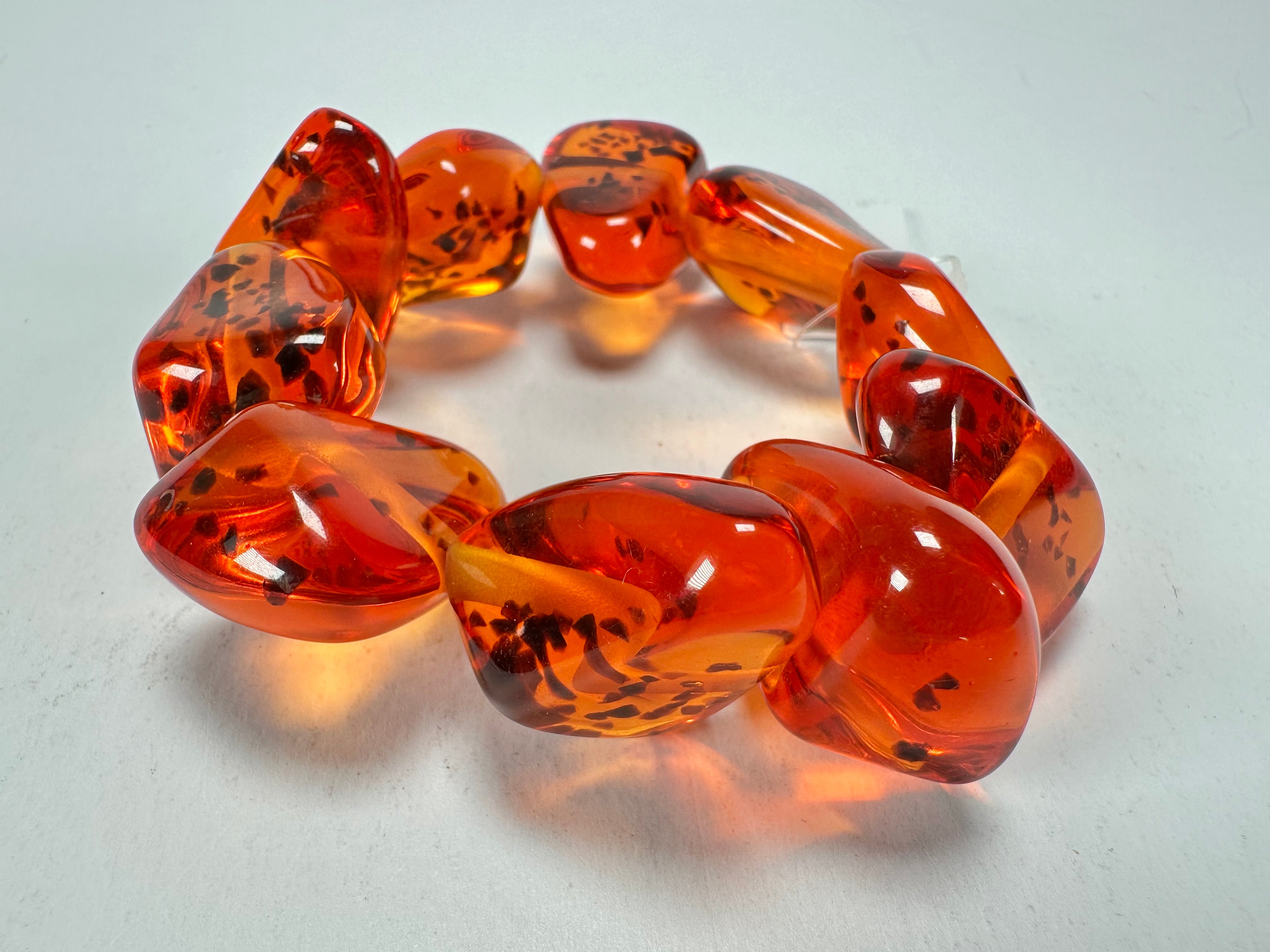 Jackie Brazil "Diamonds" Amber Flintstone Bone Bracelet ( B0211 )