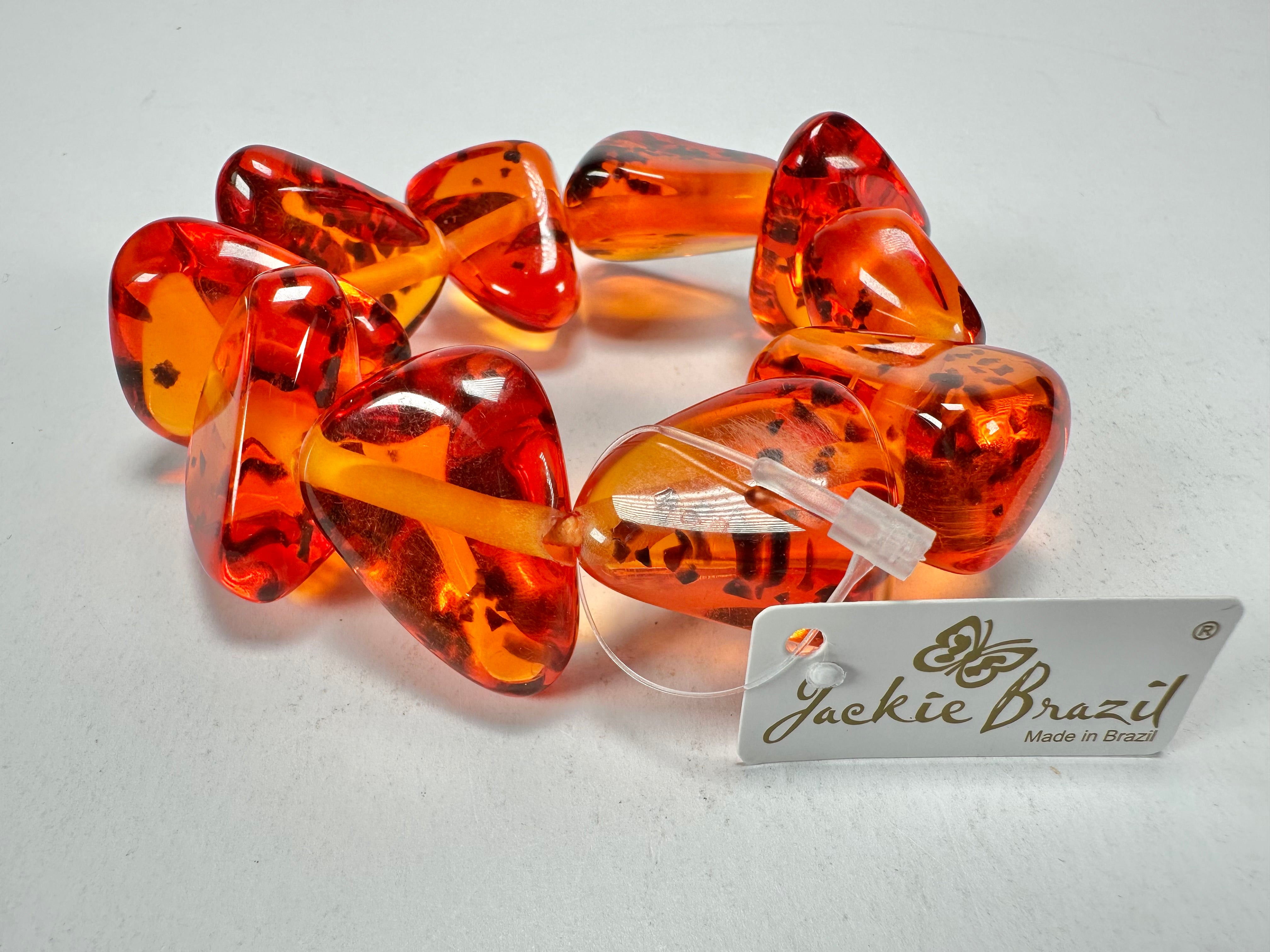 Jackie Brazil "Diamonds" Amber Flintstone Bone Bracelet ( B0211 )