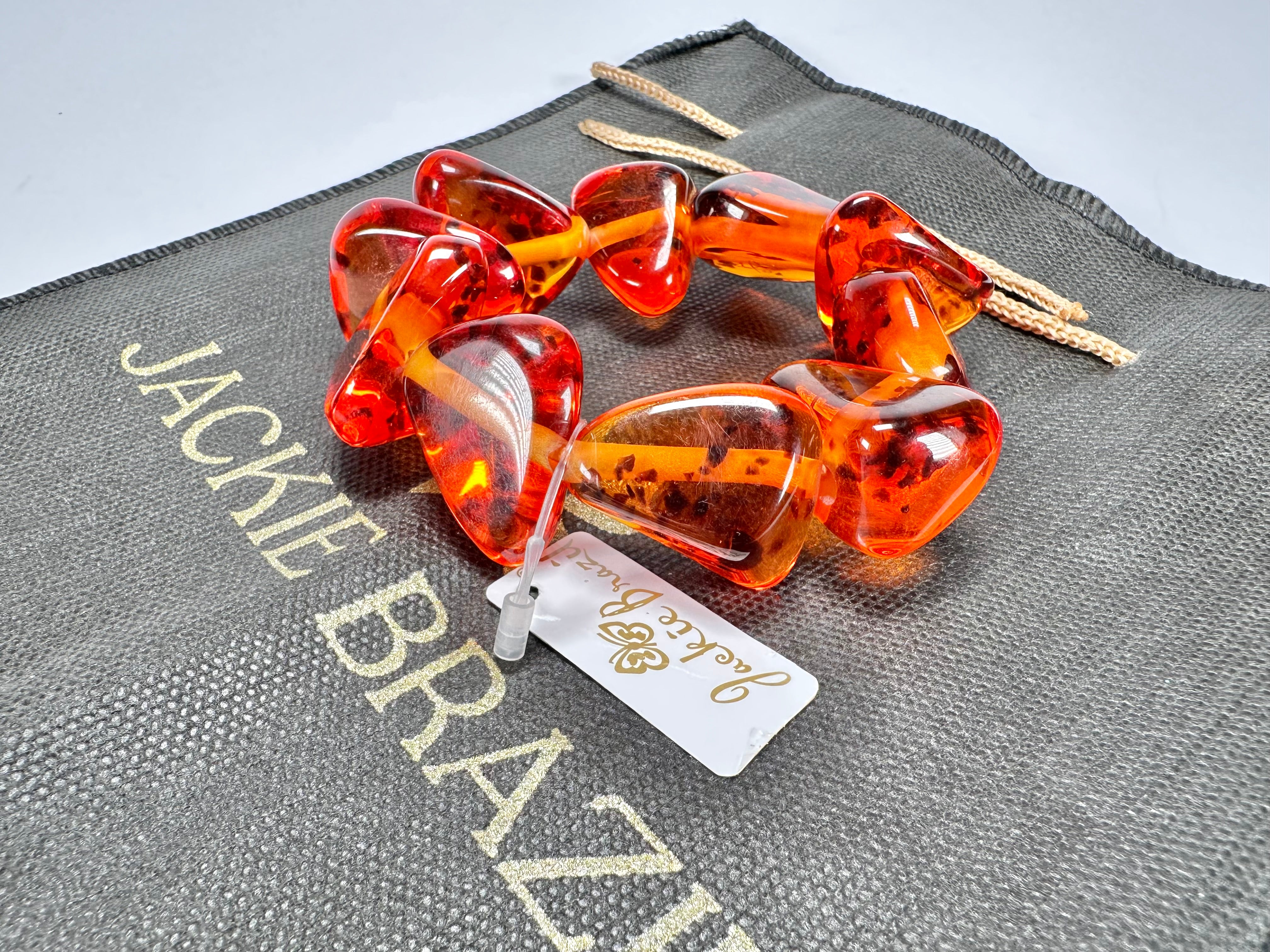 Jackie Brazil "Diamonds" Amber Flintstone Bone Bracelet ( B0211 )