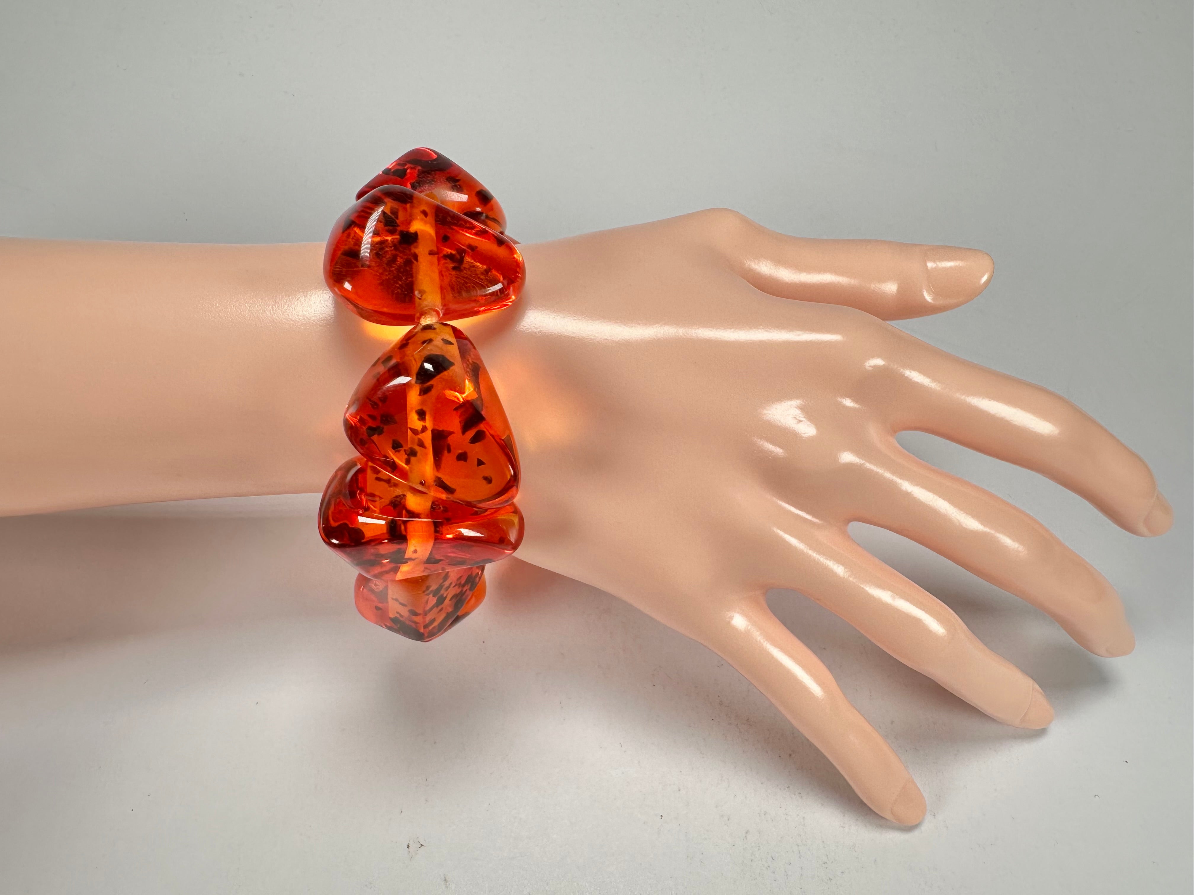 Jackie Brazil "Diamonds" Amber Flintstone Bone Bracelet ( B0211 )