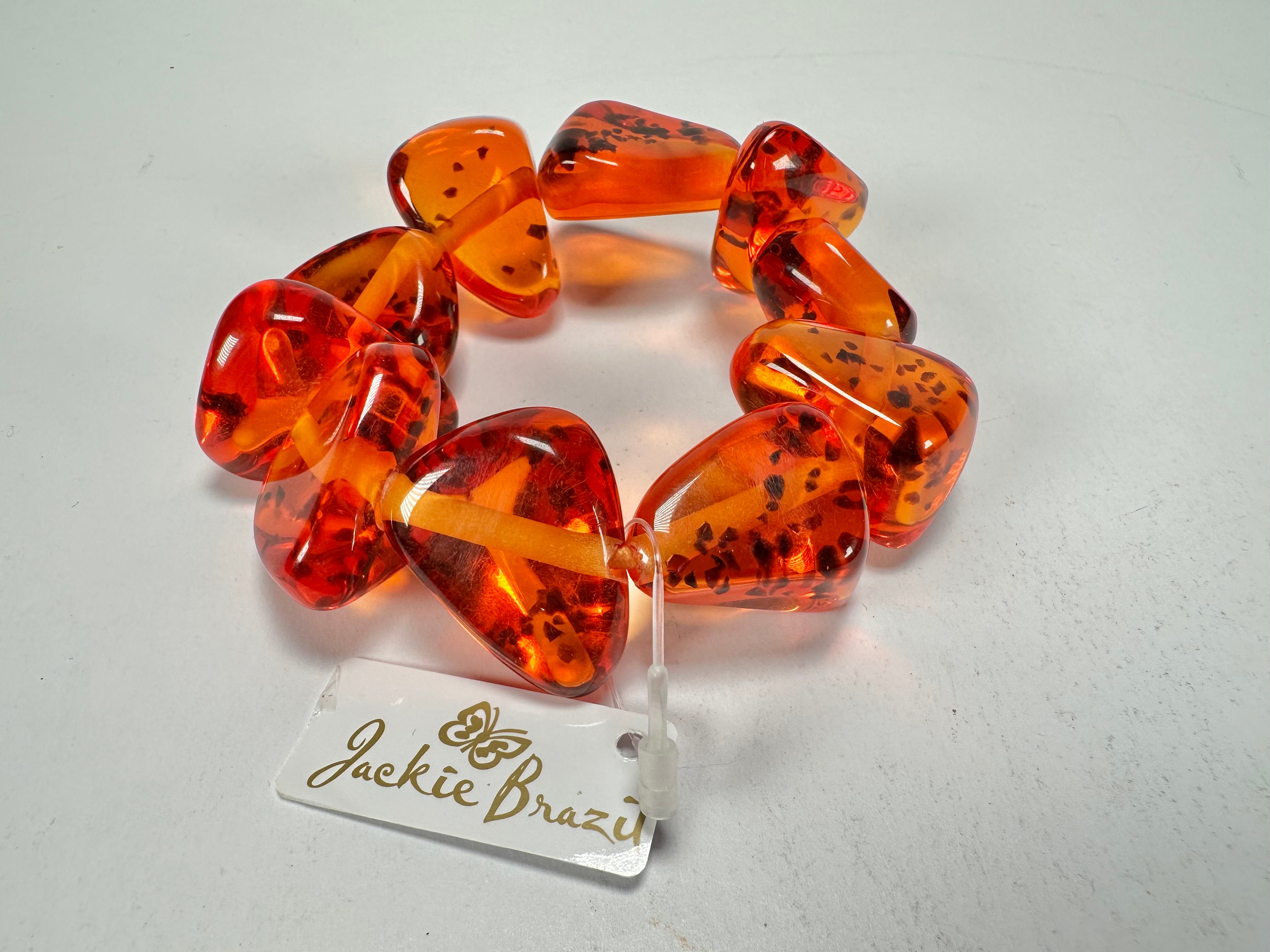 Jackie Brazil "Diamonds" Amber Flintstone Bone Bracelet ( B0211 )