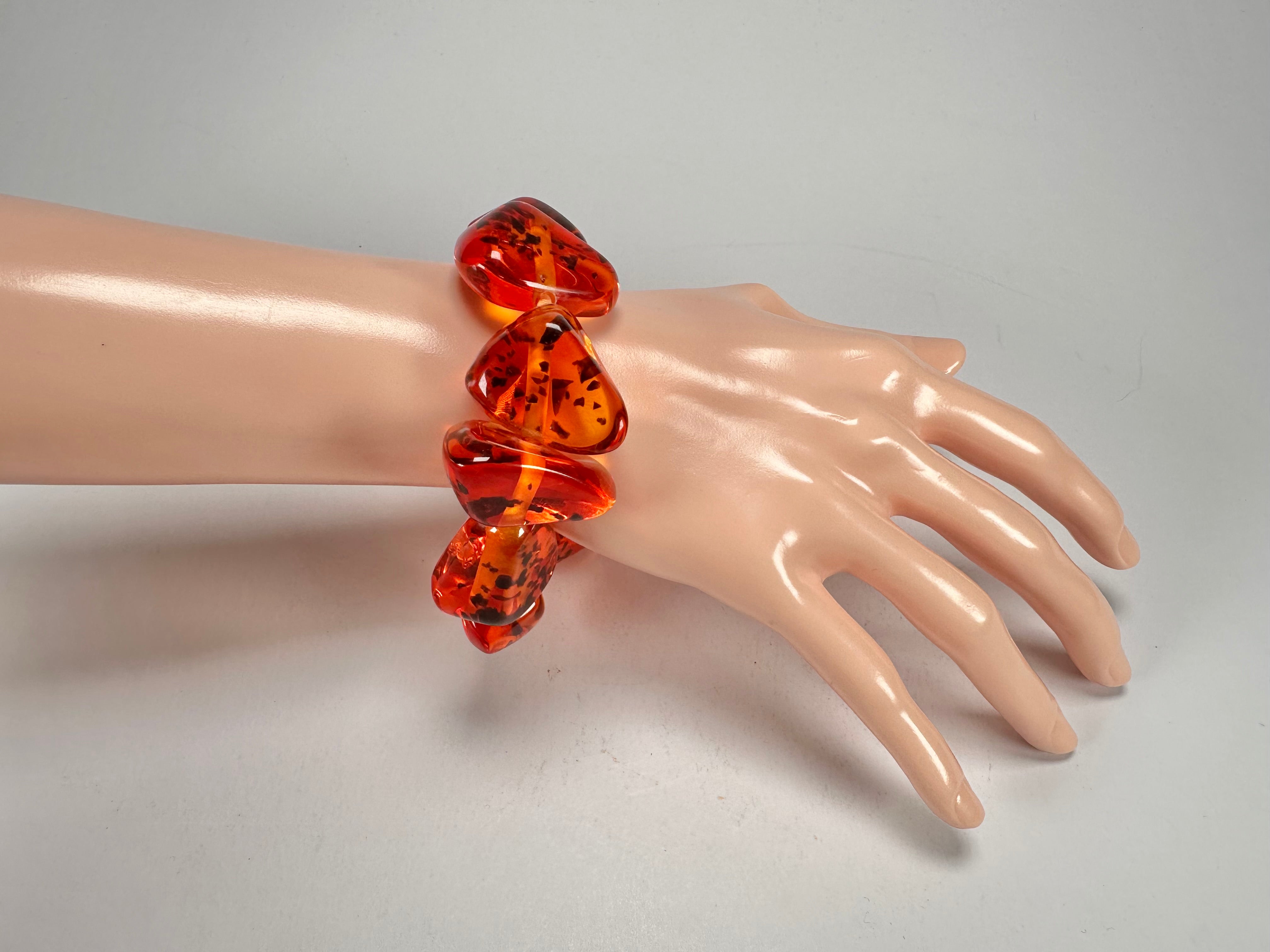 Jackie Brazil "Diamonds" Amber Flintstone Bone Bracelet ( B0211 )