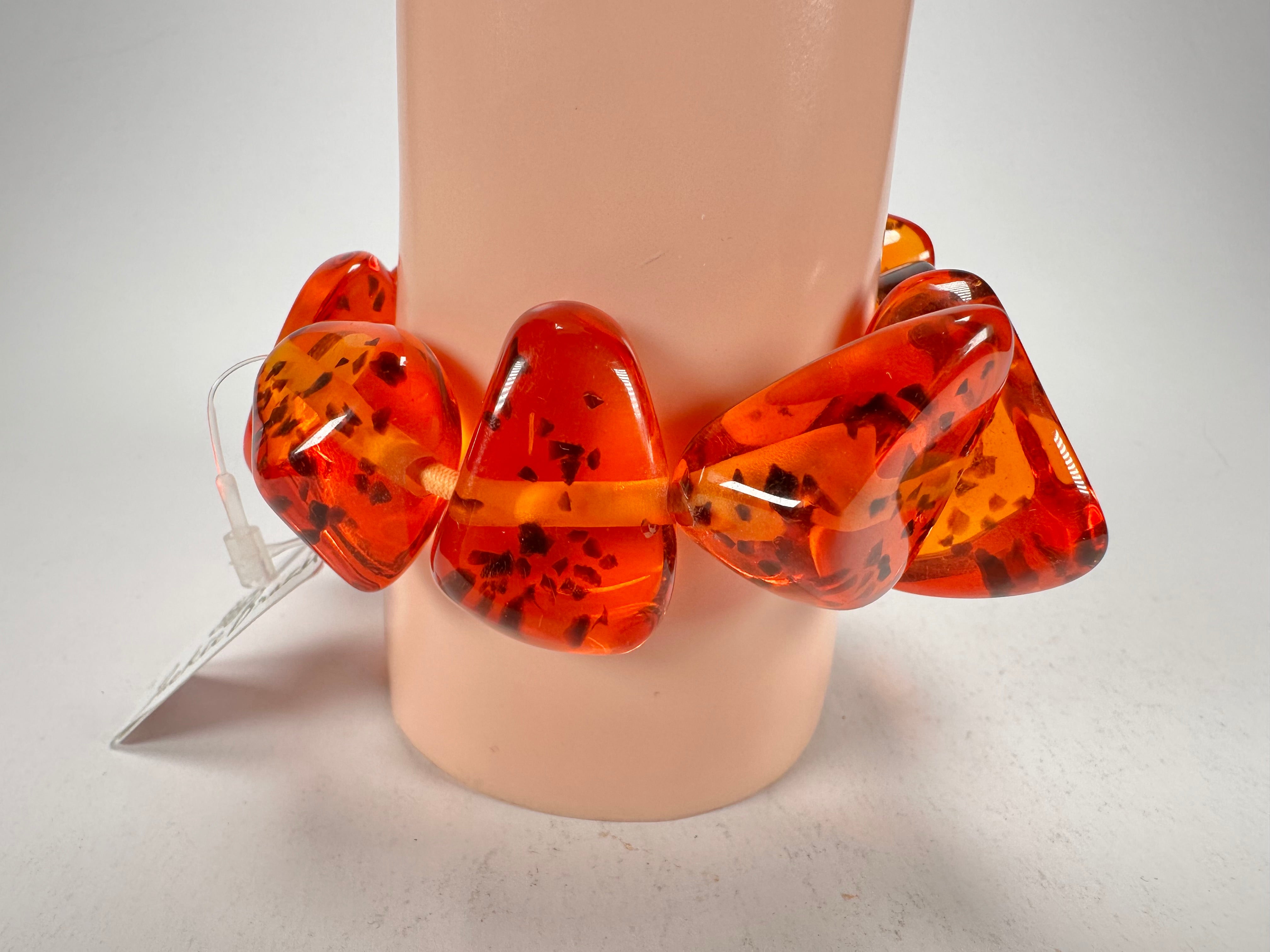 Jackie Brazil "Diamonds" Amber Flintstone Bone Bracelet ( B0211 )