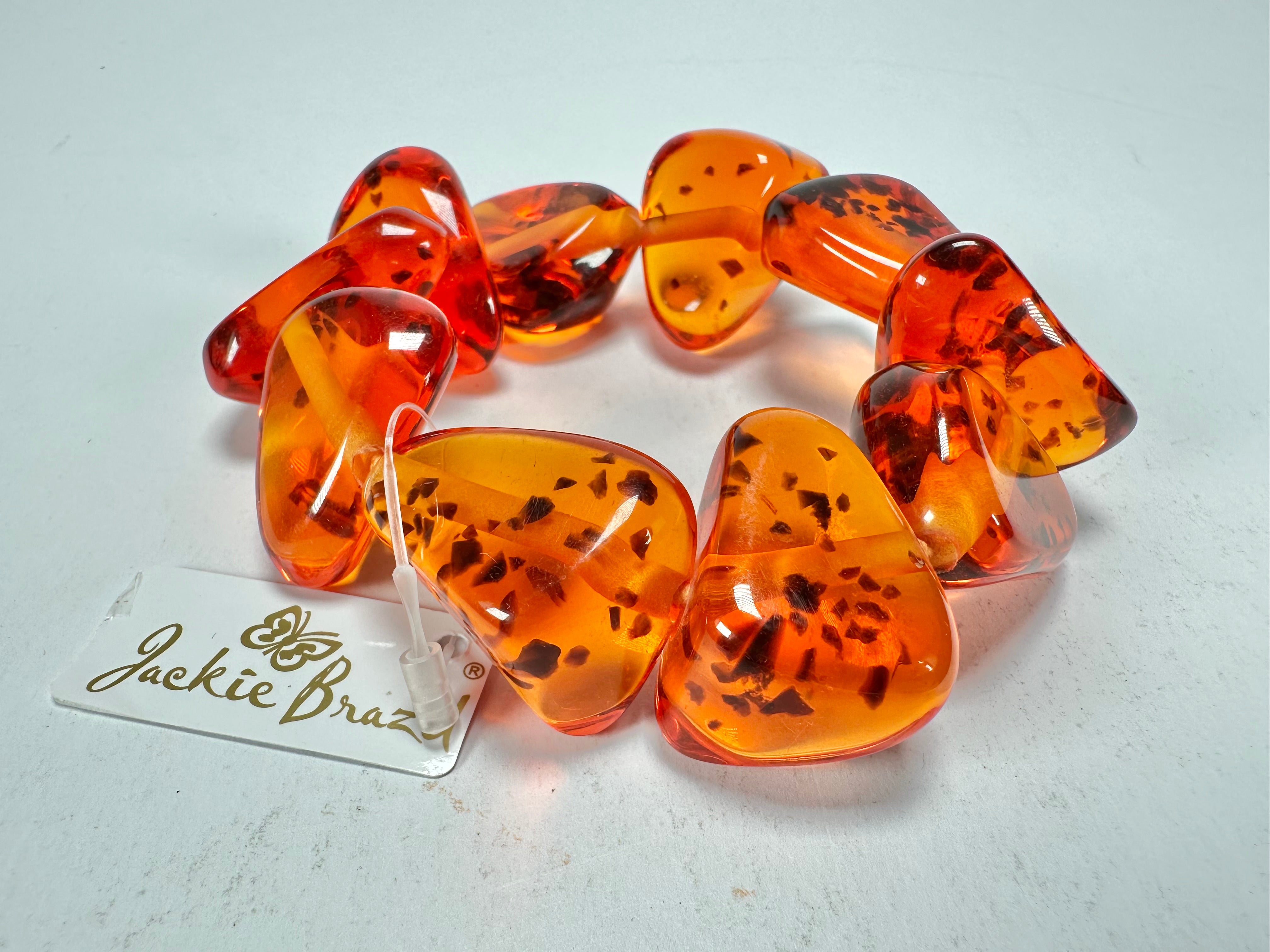 Jackie Brazil "Diamonds" Amber Flintstone Bone Bracelet ( B0211 )