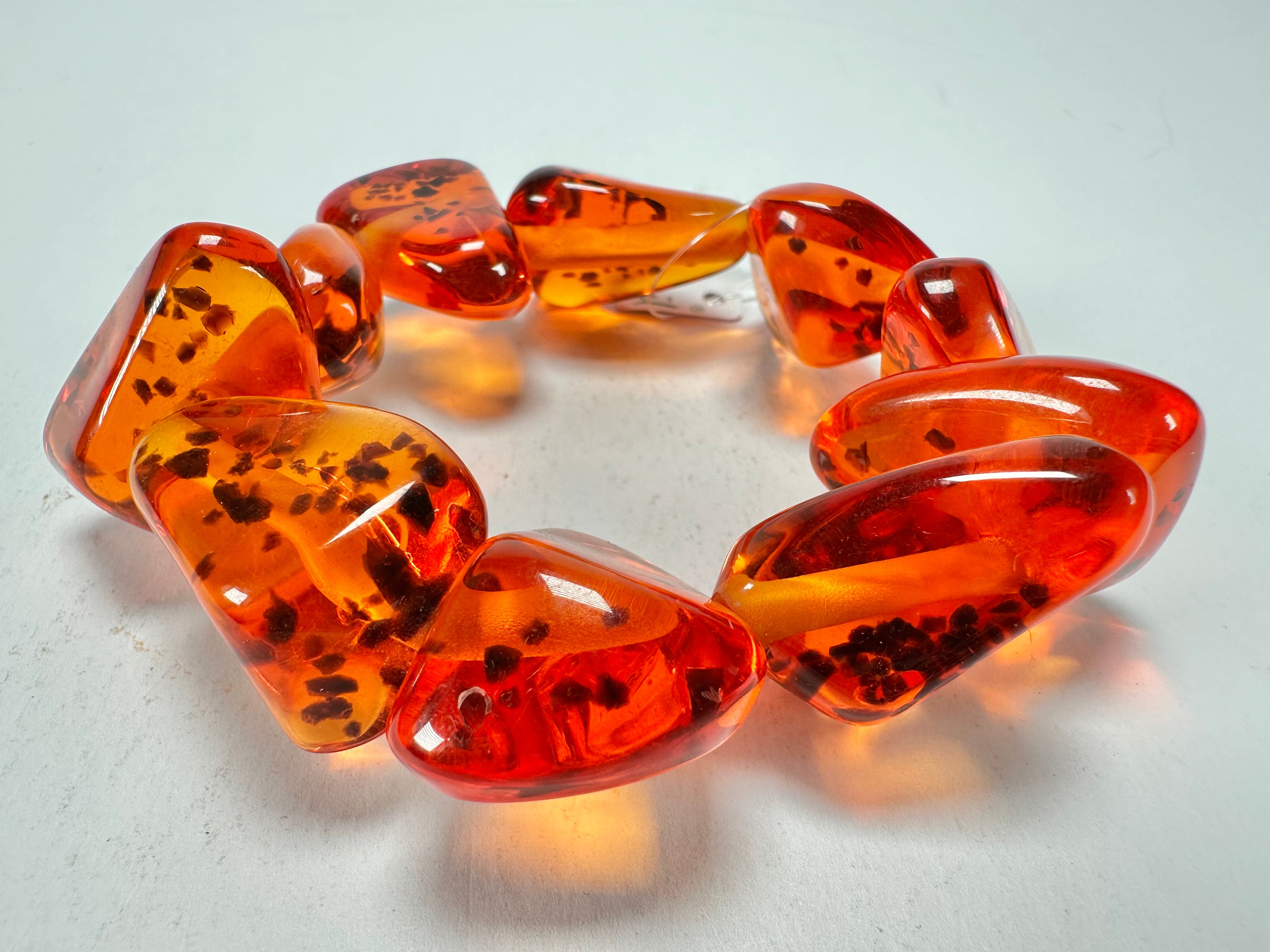 Jackie Brazil "Diamonds" Amber Flintstone Bone Bracelet ( B0211 )