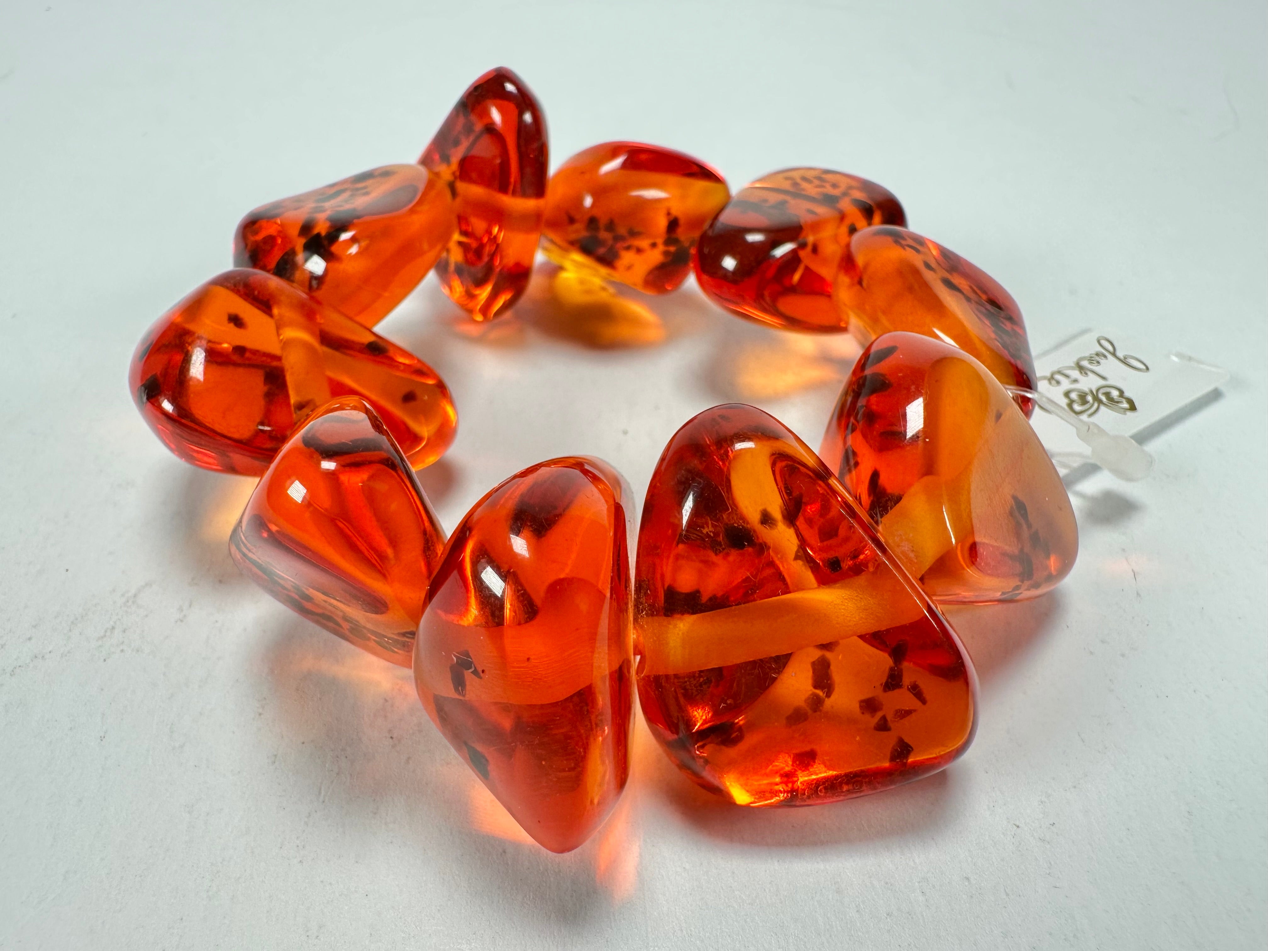 Jackie Brazil "Diamonds" Amber Flintstone Bone Bracelet ( B0211 )