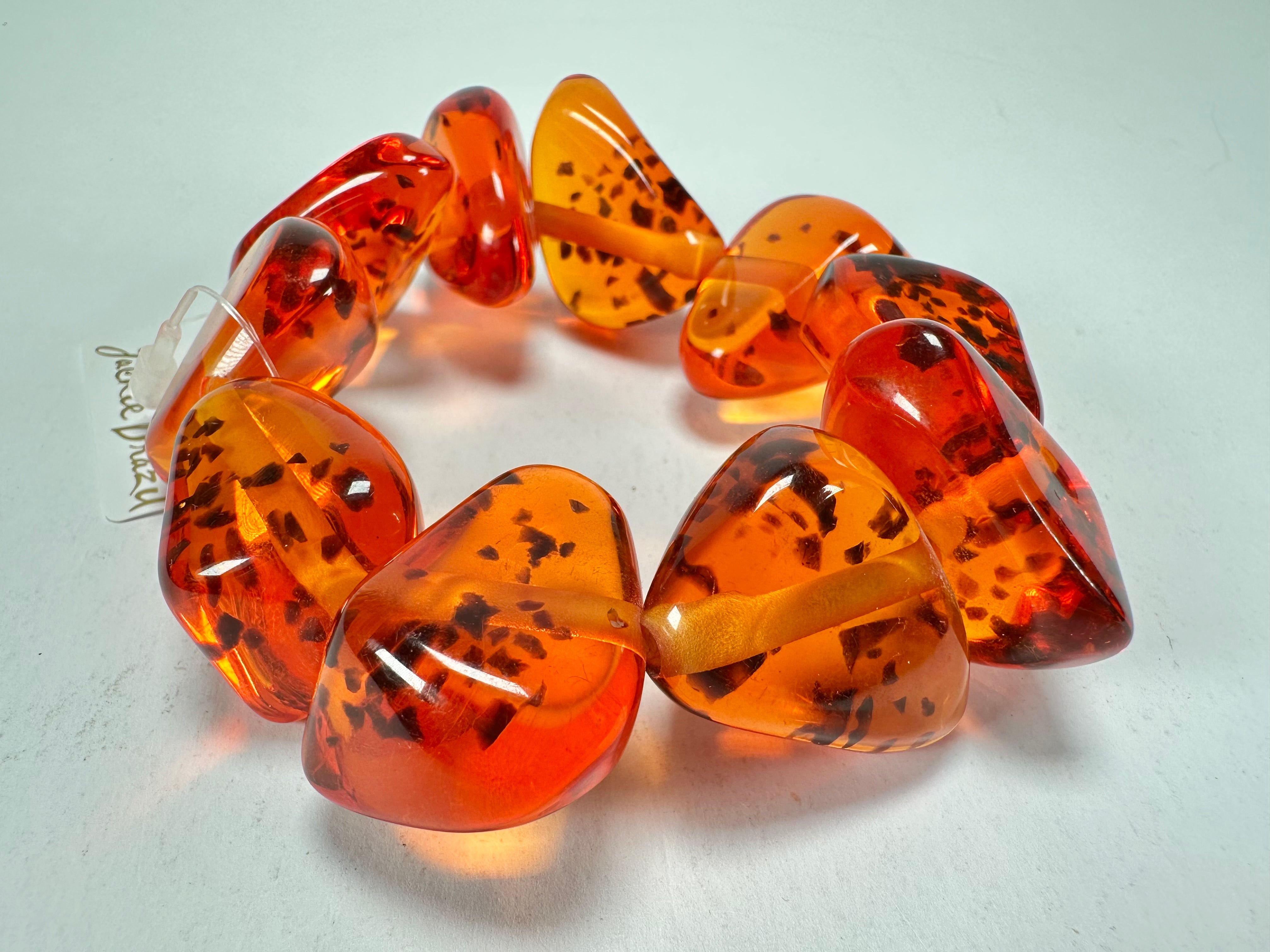 Jackie Brazil "Diamonds" Amber Flintstone Bone Bracelet ( B0211 )