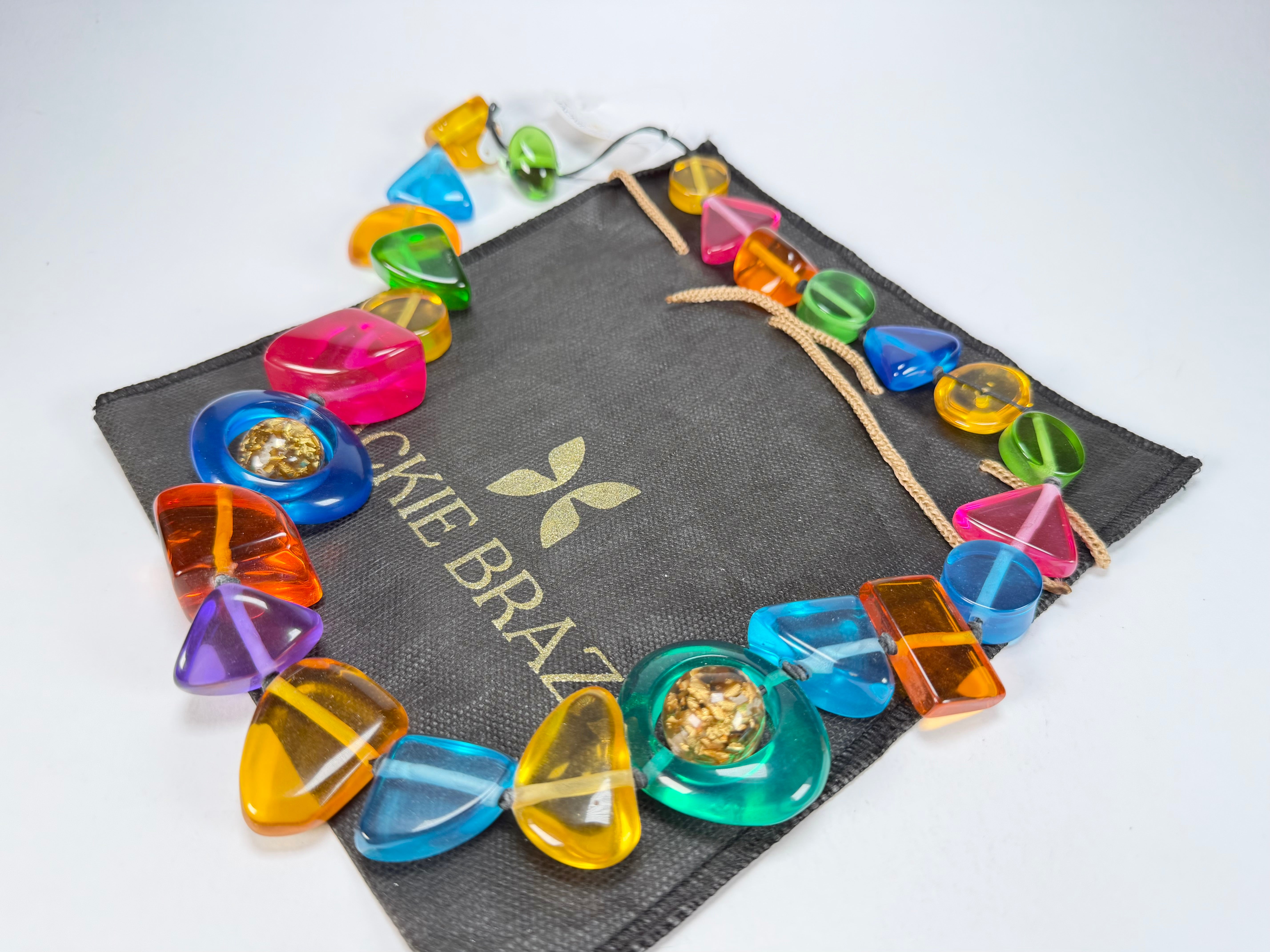 Jackie Brazil "Indiana" Transparent Carnaval Mix Multi-Bead Medium Resin 70cm Necklace ( N0033 )