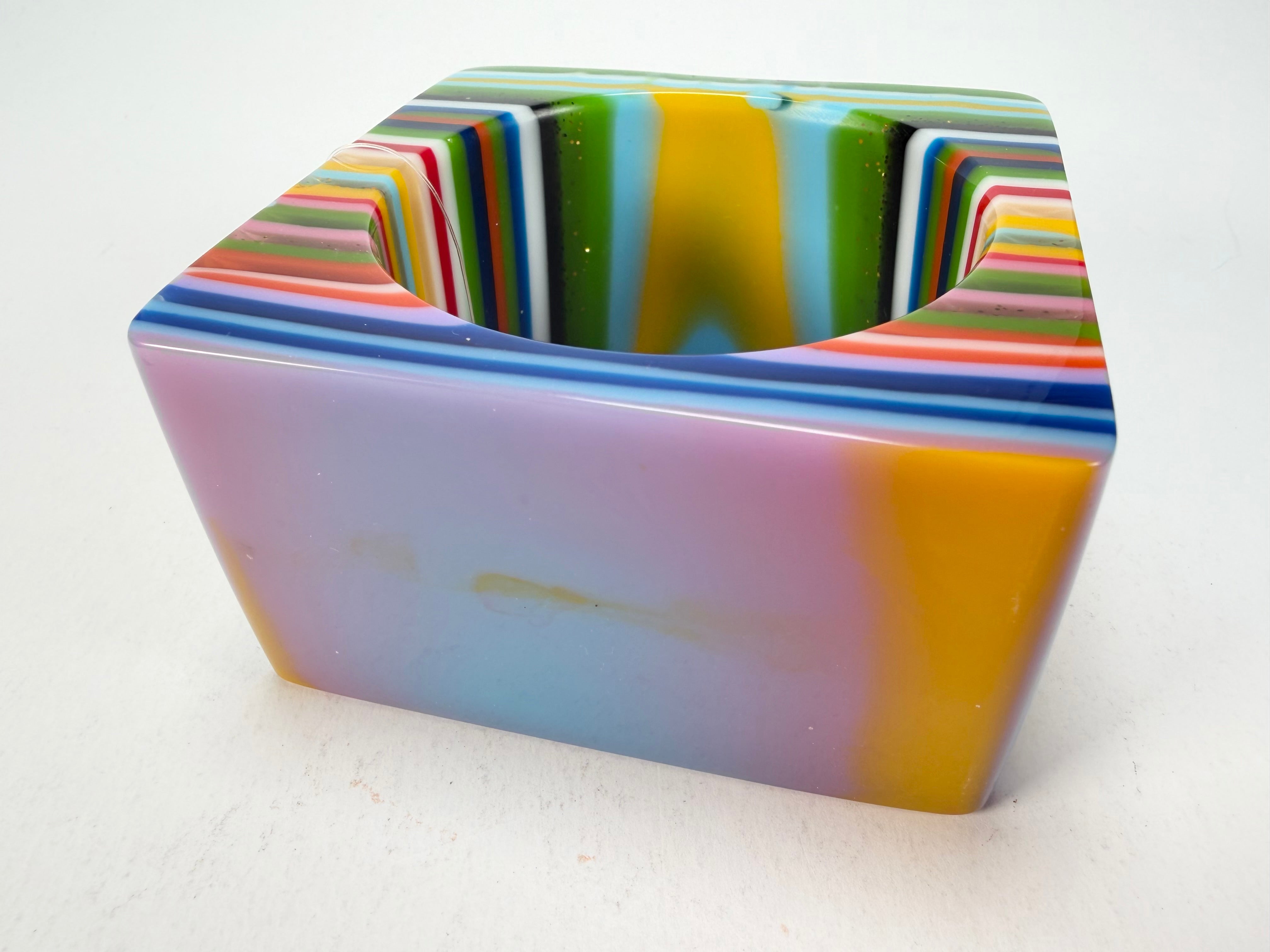 Jackie Brazil "Mix Colours" Liquorice Allsorts Striped 5cm Square Resin Bangle ( B2057 )