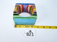 Jackie Brazil "Mix Colours" Liquorice Allsorts Striped 5cm Square Resin Bangle ( B2057 )
