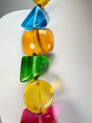 Jackie Brazil "Indiana" Transparent Carnaval Mix Multi-Bead Medium Resin 70cm Necklace ( N0033 )