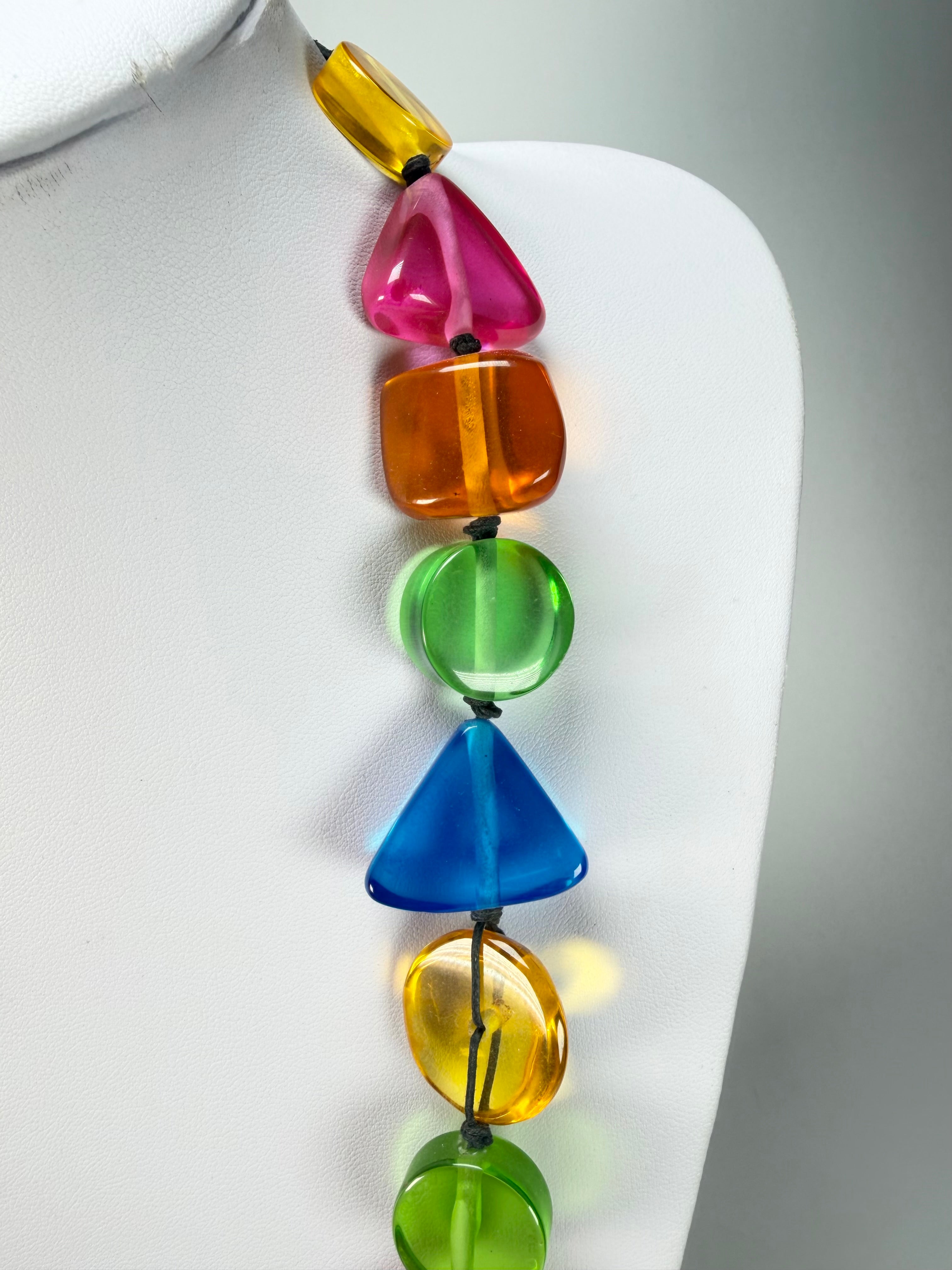 Jackie Brazil "Indiana" Transparent Carnaval Mix Multi-Bead Medium Resin 70cm Necklace ( N0033 )