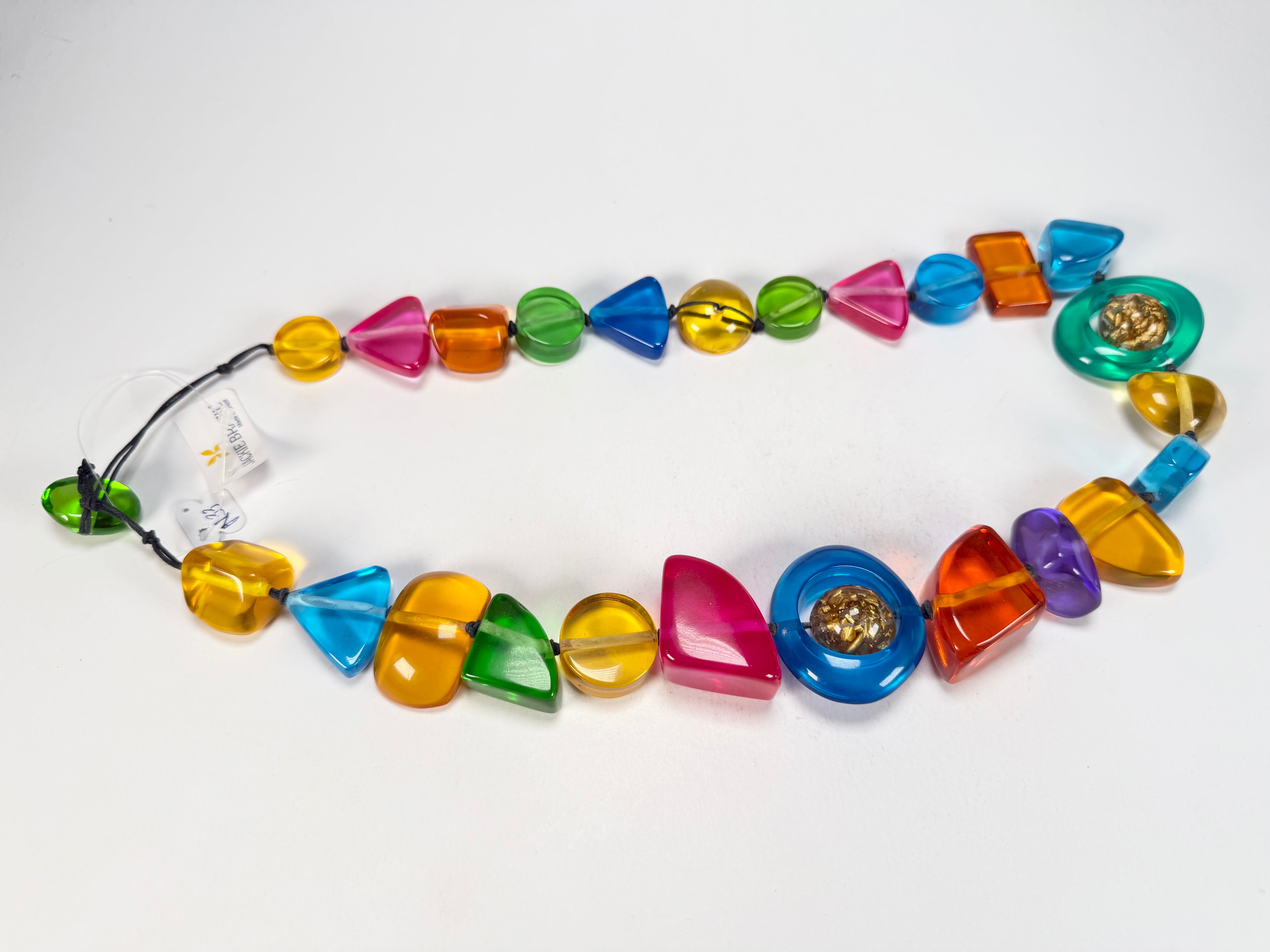 Jackie Brazil "Indiana" Transparent Carnaval Mix Multi-Bead Medium Resin 70cm Necklace ( N0033 )