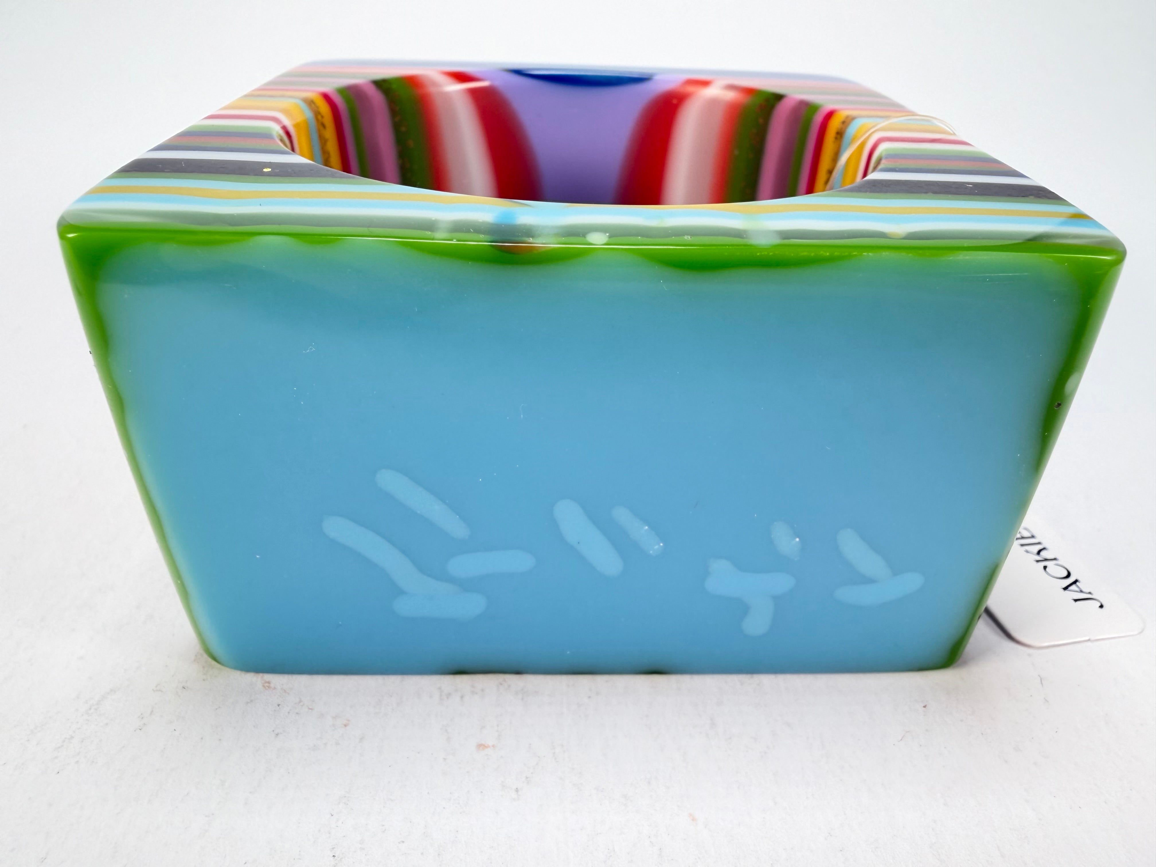 Jackie Brazil "Mix Colours" Liquorice Allsorts Striped 5cm Square Resin Bangle ( B2057 )