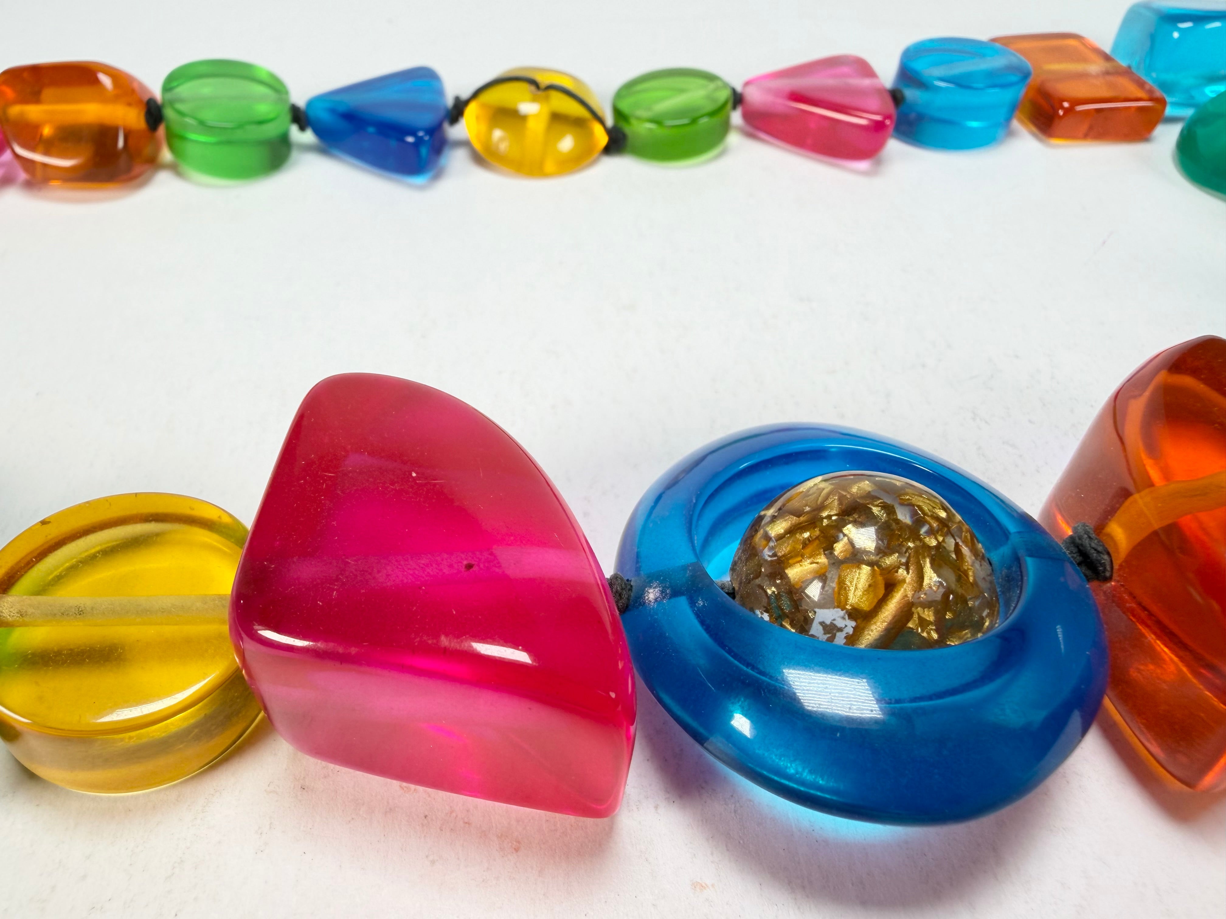 Jackie Brazil "Indiana" Transparent Carnaval Mix Multi-Bead Medium Resin 70cm Necklace ( N0033 )