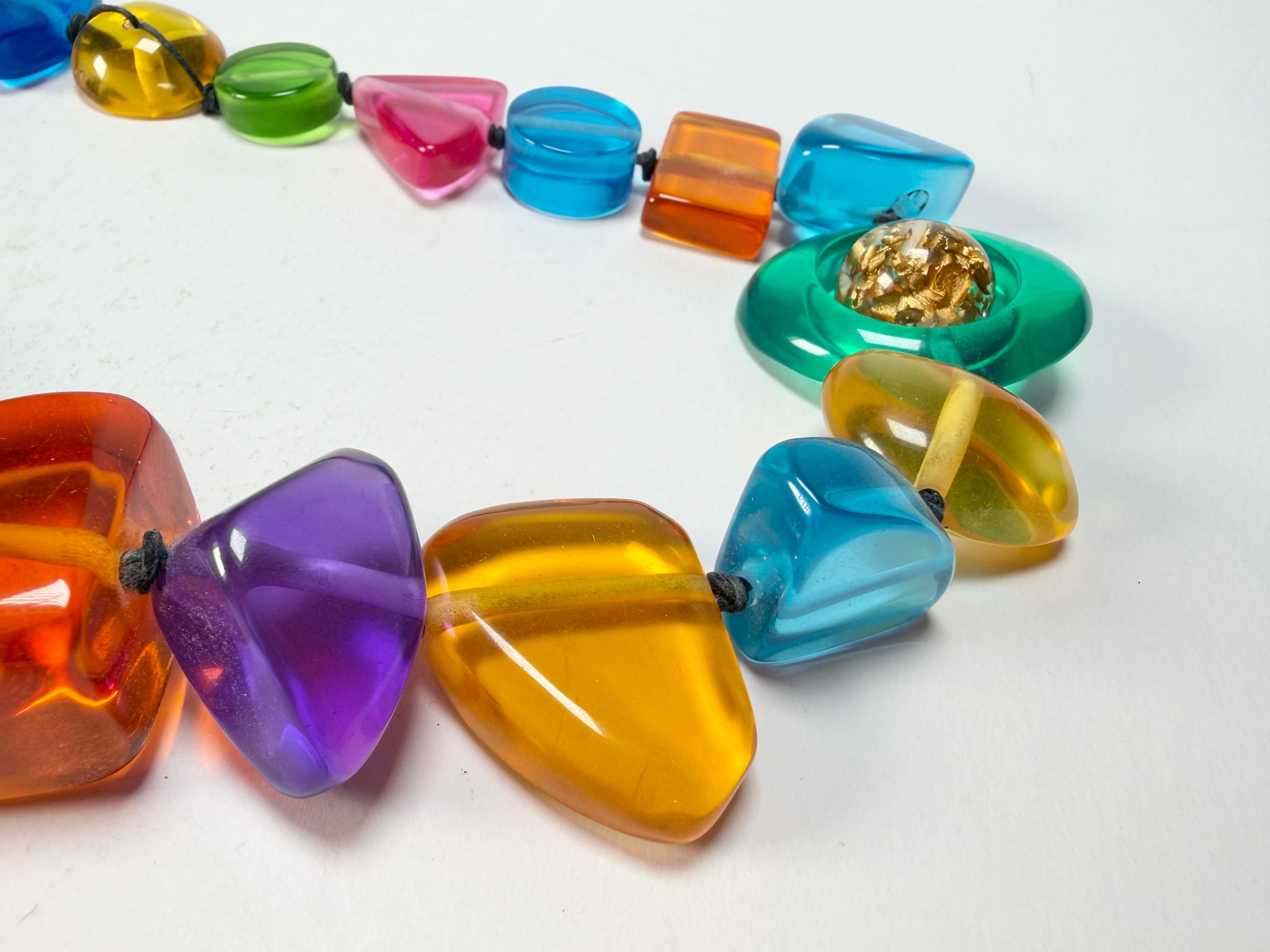 Jackie Brazil "Indiana" Transparent Carnaval Mix Multi-Bead Medium Resin 70cm Necklace ( N0033 )