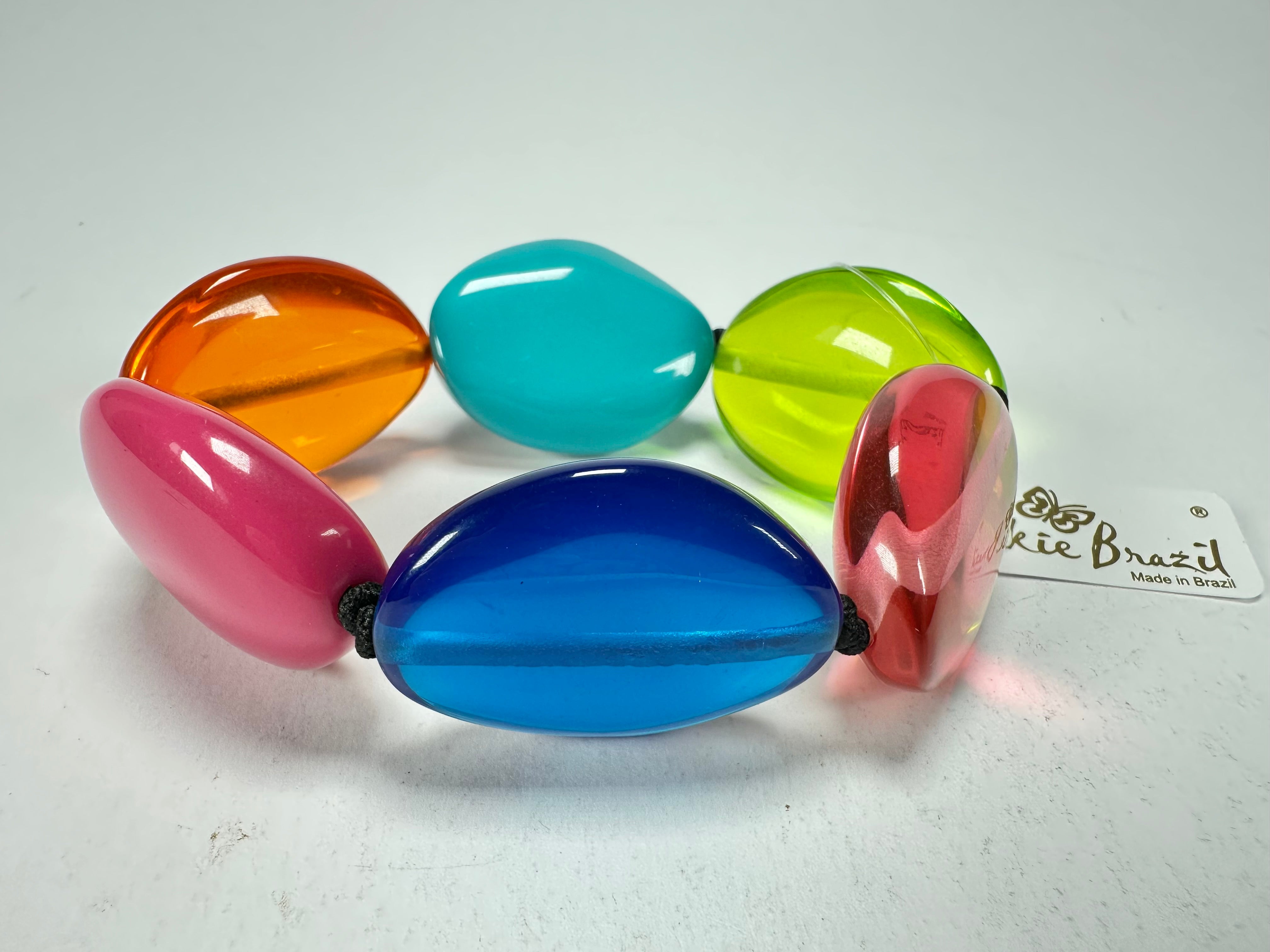 Jackie Brazil "Kathy" Transparent Summer Mix Small Riverstones Bracelet ( B0800 )
