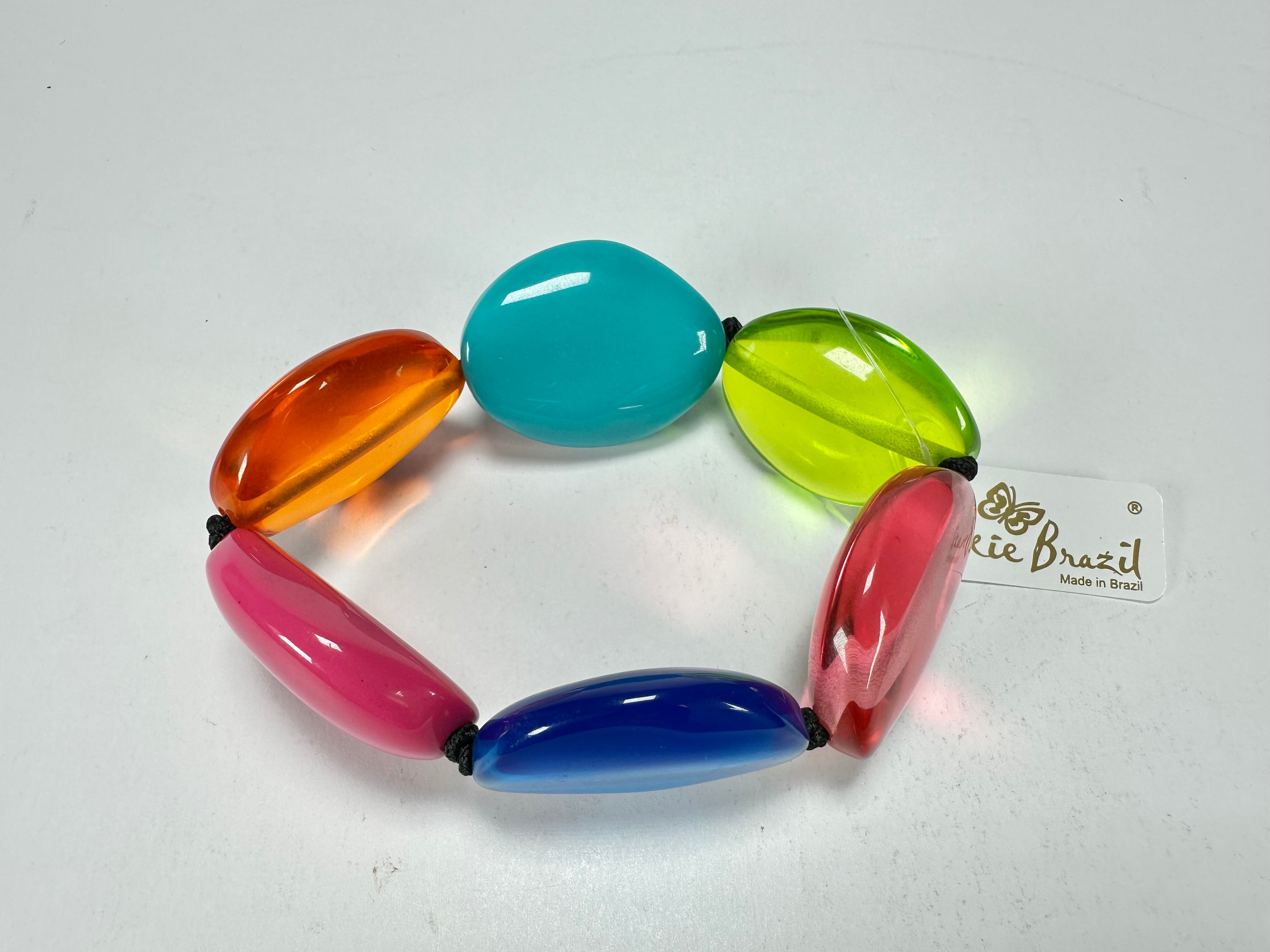 Jackie Brazil "Kathy" Transparent Summer Mix Small Riverstones Bracelet ( B0800 )