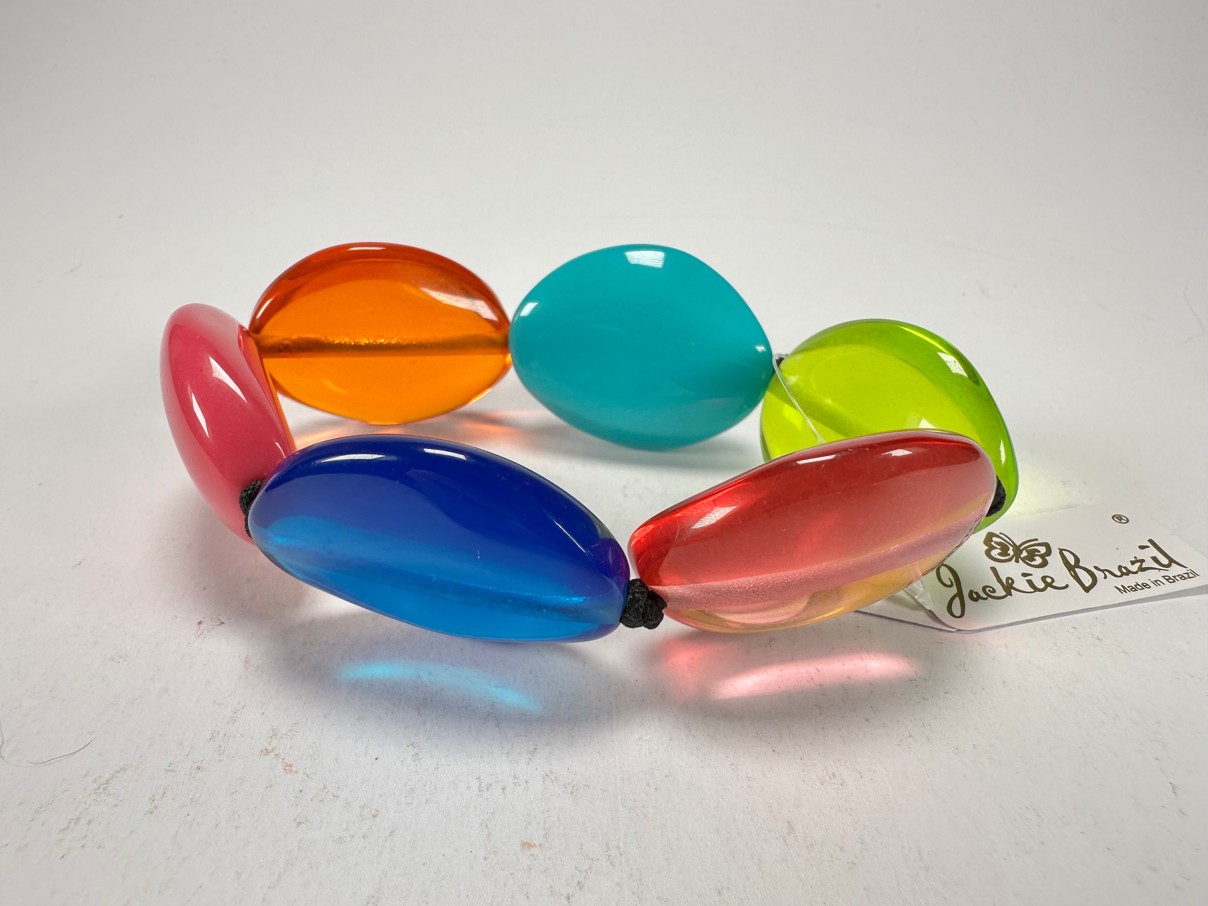 Jackie Brazil "Kathy" Transparent Summer Mix Small Riverstones Bracelet ( B0800 )