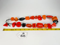 Jackie Brazil "Indiana" Orange Mix Multi-Bead Medium Resin 70cm Necklace ( N0033 )