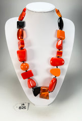 Jackie Brazil "Indiana" Orange Mix Multi-Bead Medium Resin 70cm Necklace ( N0033 )