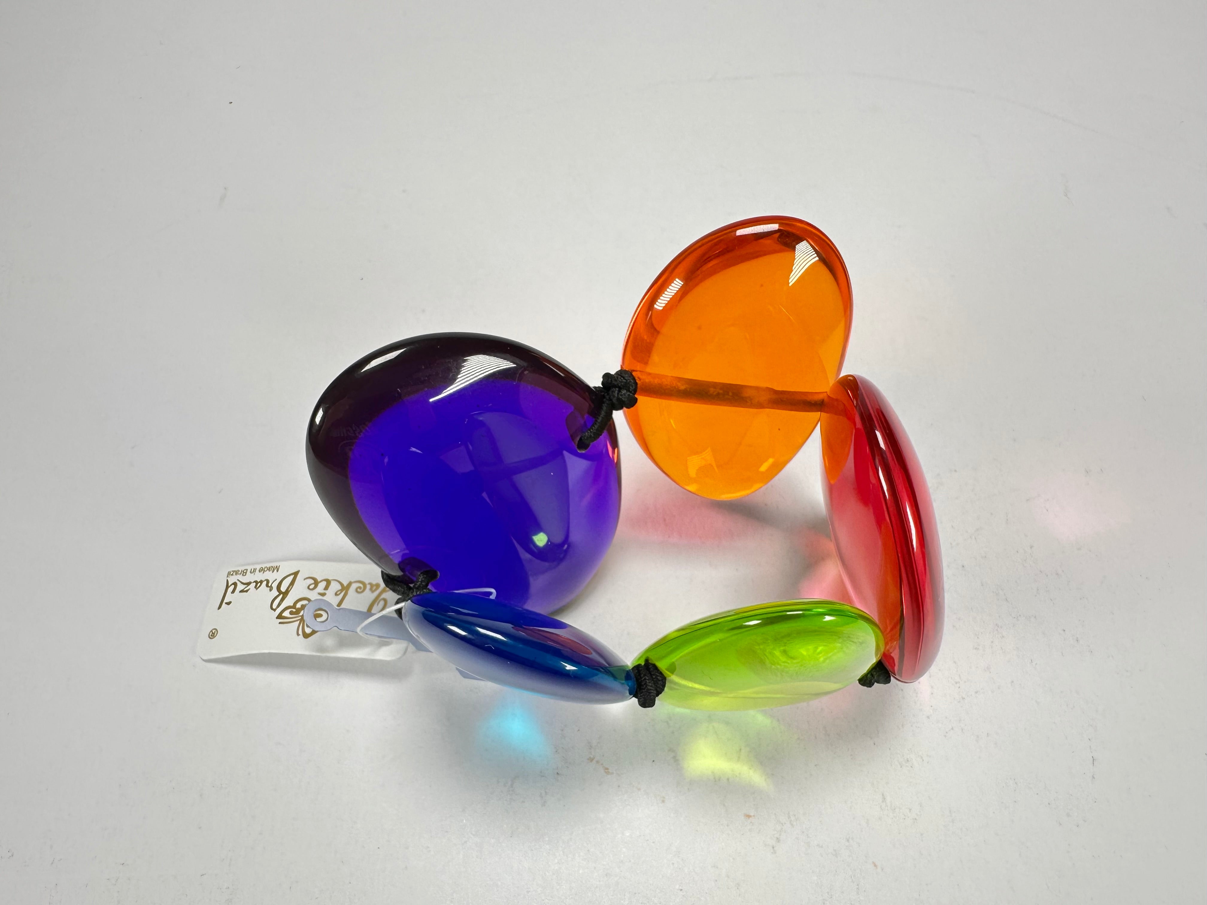 Jackie Brazil "Riverstones" Transparent Summer Mix Stone Large Flat Stones On Elastic Bracelet ( B3716 )