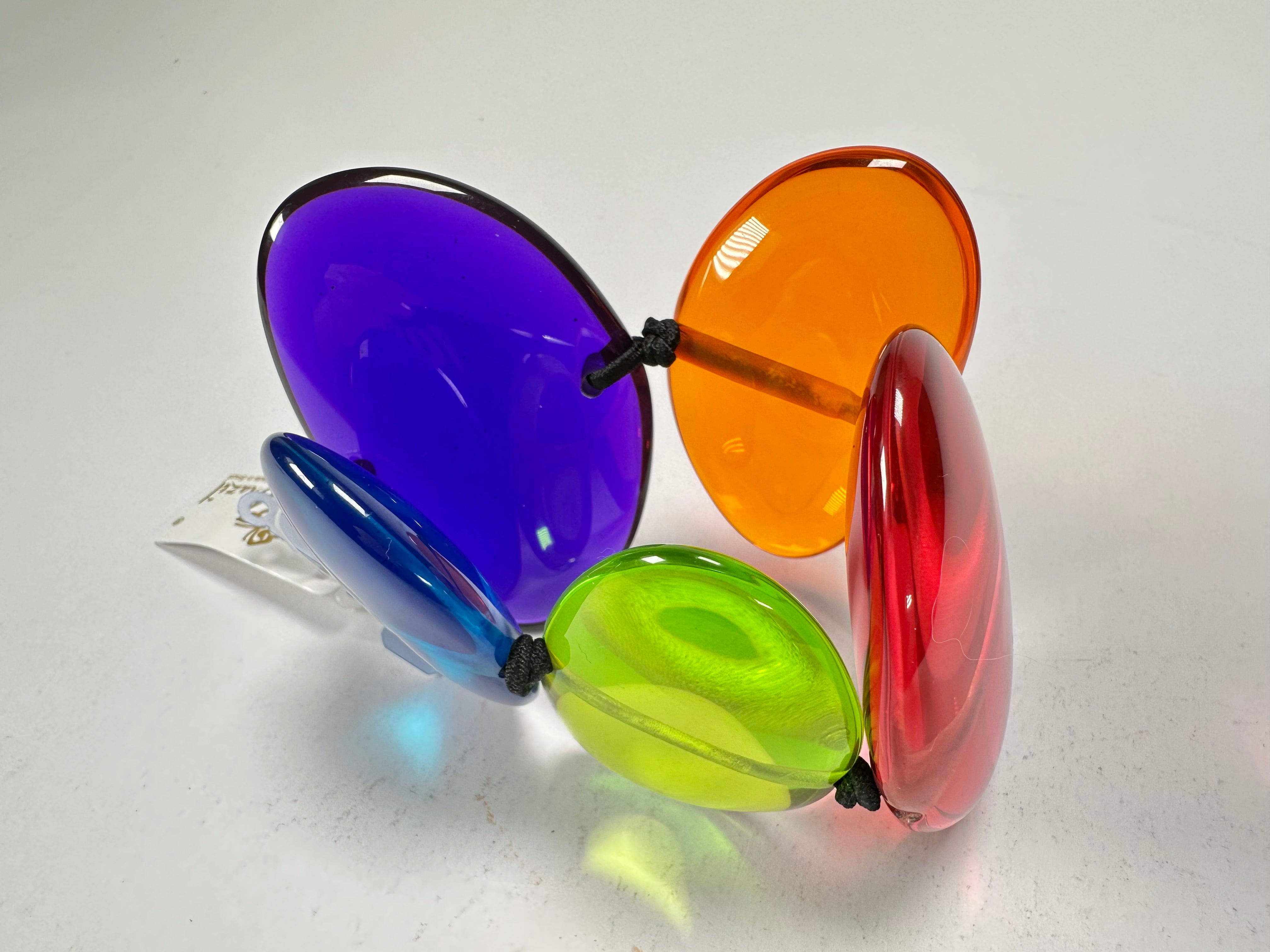 Jackie Brazil "Riverstones" Transparent Summer Mix Stone Large Flat Stones On Elastic Bracelet ( B3716 )