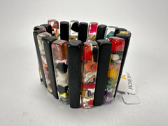 Jackie Brazil "Clarissa" Black & Cascade Thin Rectangles Elasticated Bracelet ( B2335 )