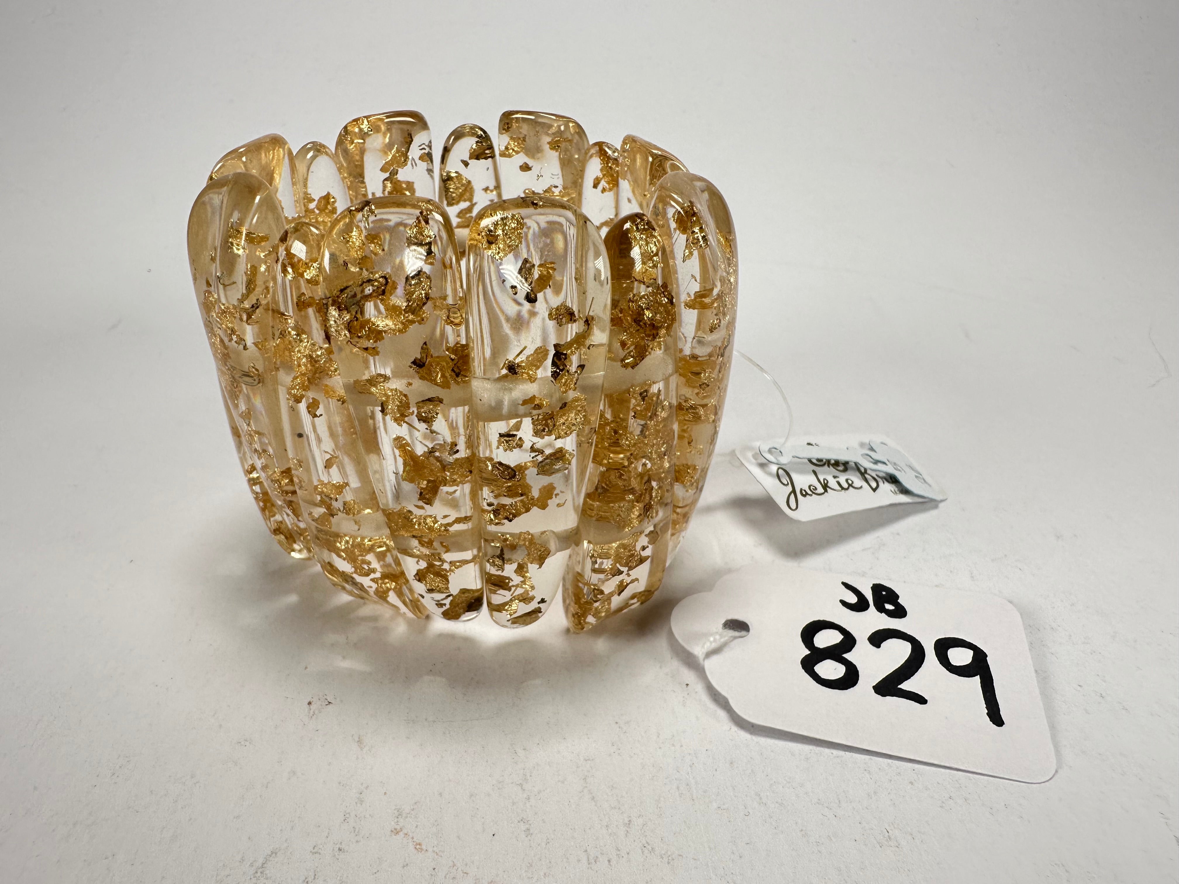 Jackie Brazil "Tulip" Gold Flakes Elasticated Bracelet ( B0026 )