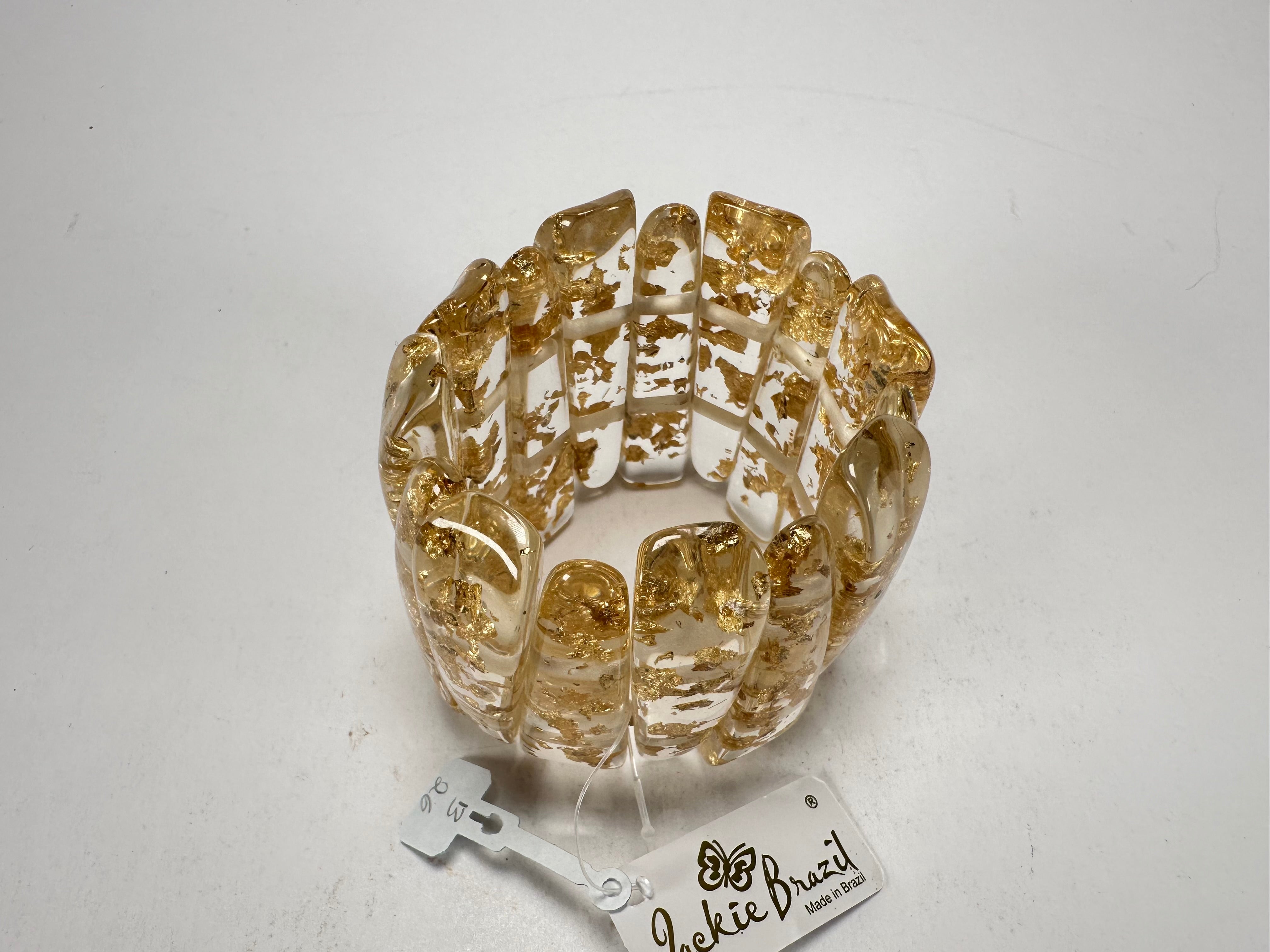 Jackie Brazil "Tulip" Gold Flakes Elasticated Bracelet ( B0026 )