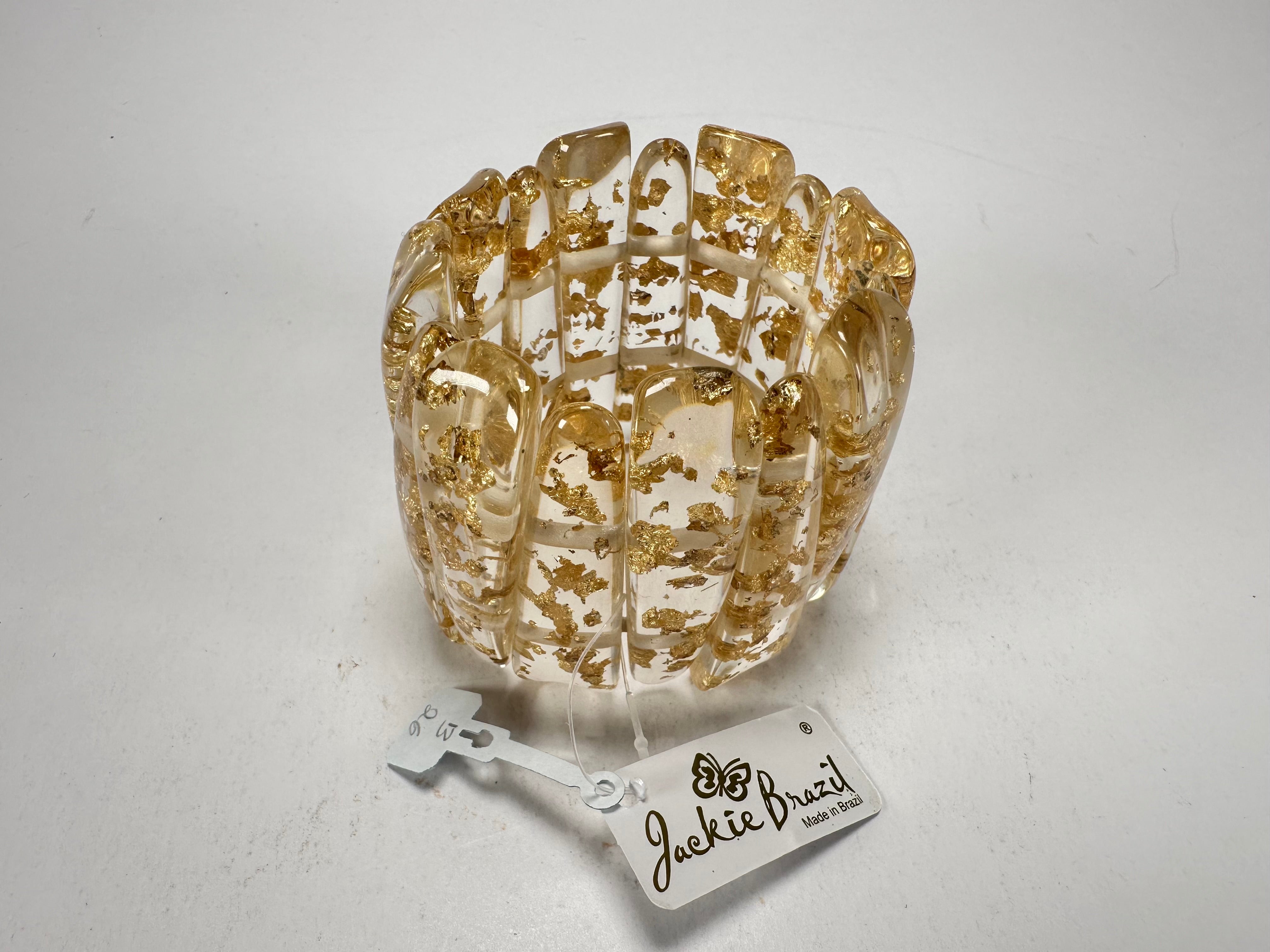 Jackie Brazil "Tulip" Gold Flakes Elasticated Bracelet ( B0026 )