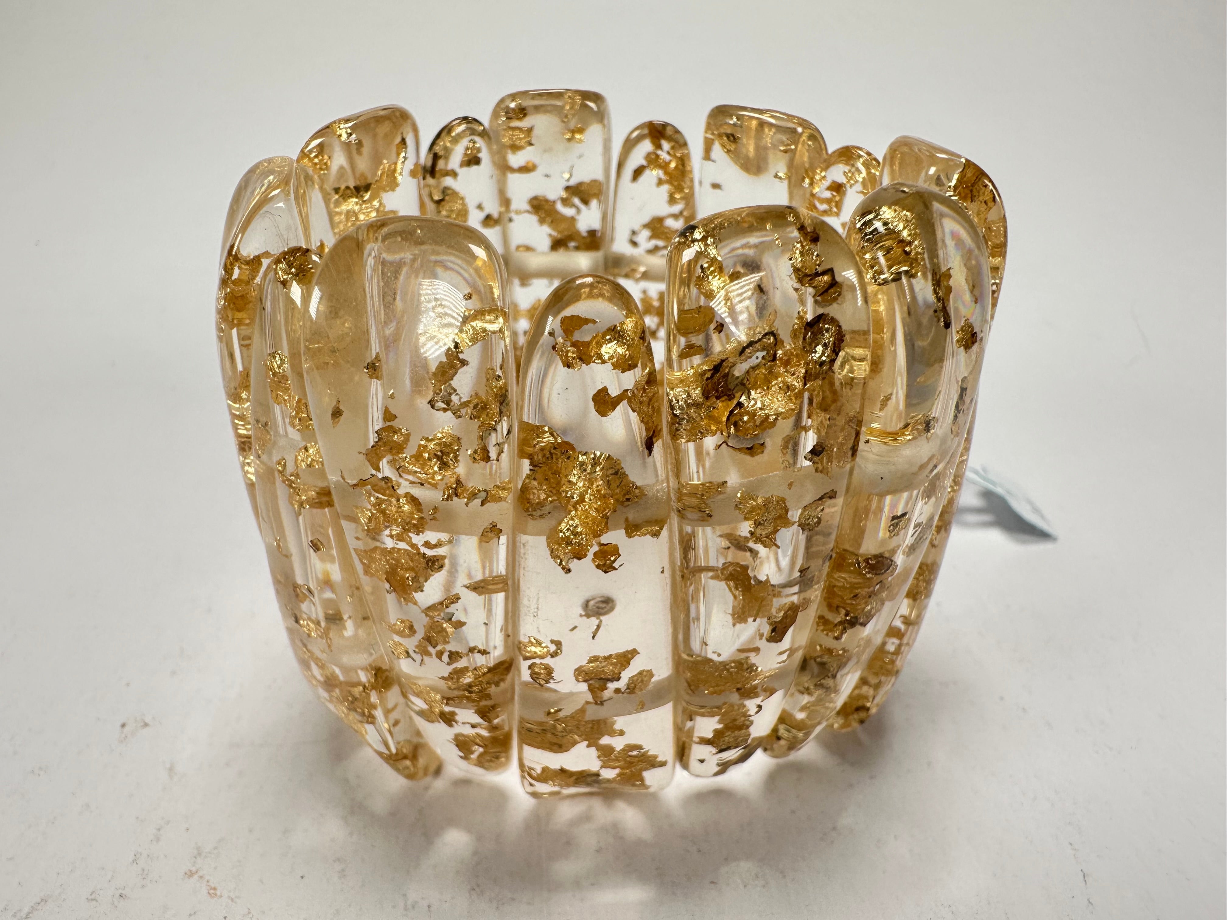 Jackie Brazil "Tulip" Gold Flakes Elasticated Bracelet ( B0026 )