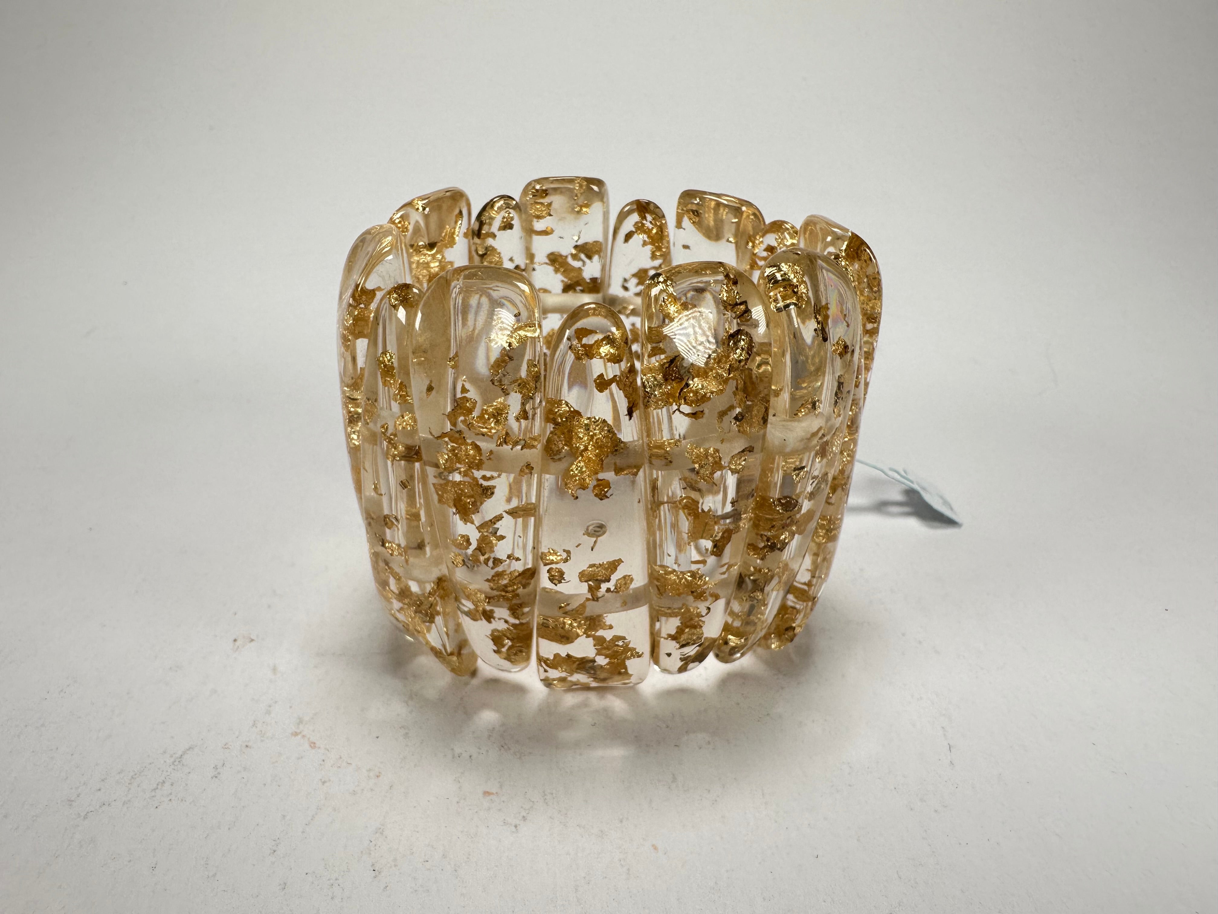 Jackie Brazil "Tulip" Gold Flakes Elasticated Bracelet ( B0026 )