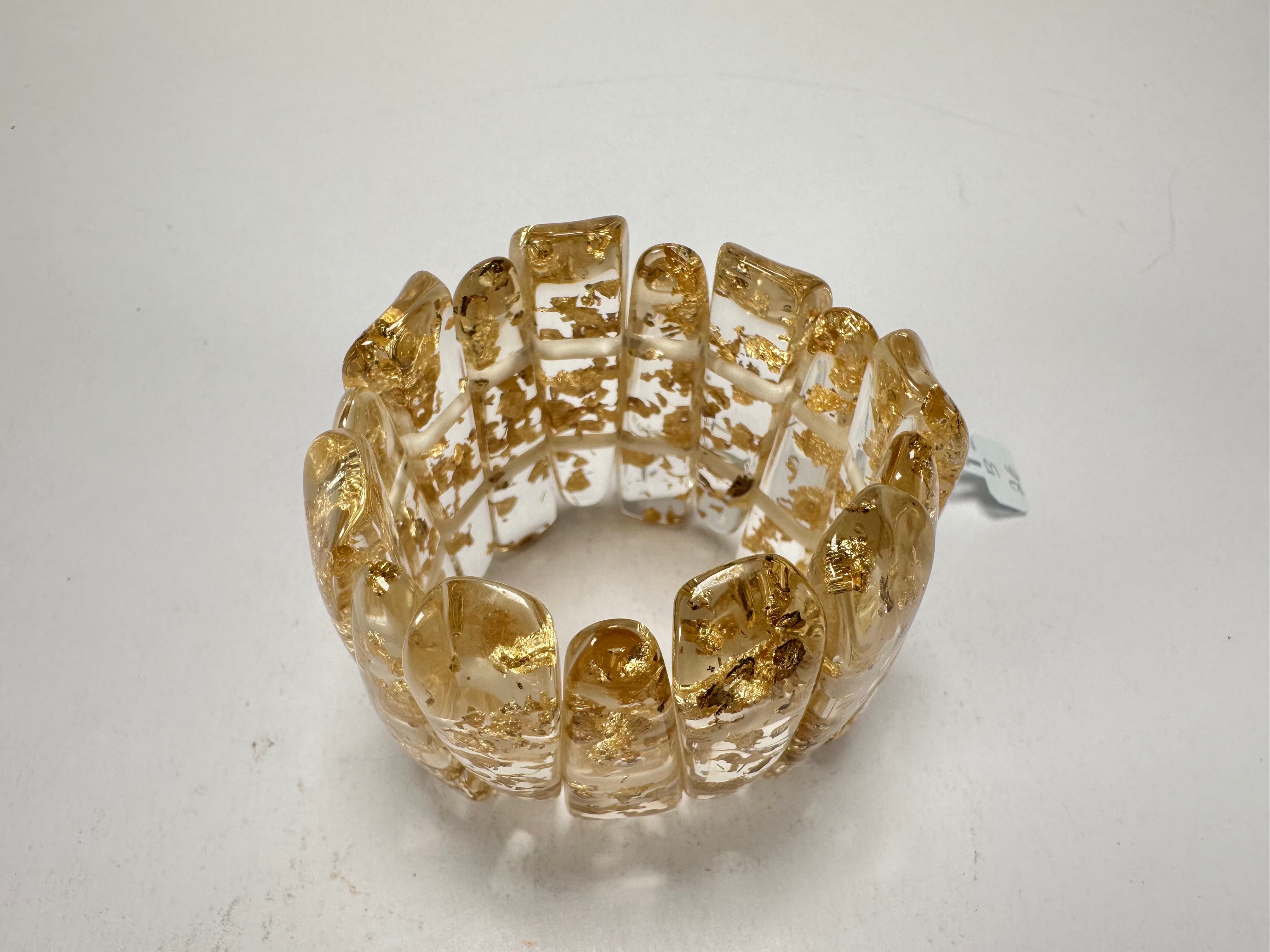 Jackie Brazil "Tulip" Gold Flakes Elasticated Bracelet ( B0026 )