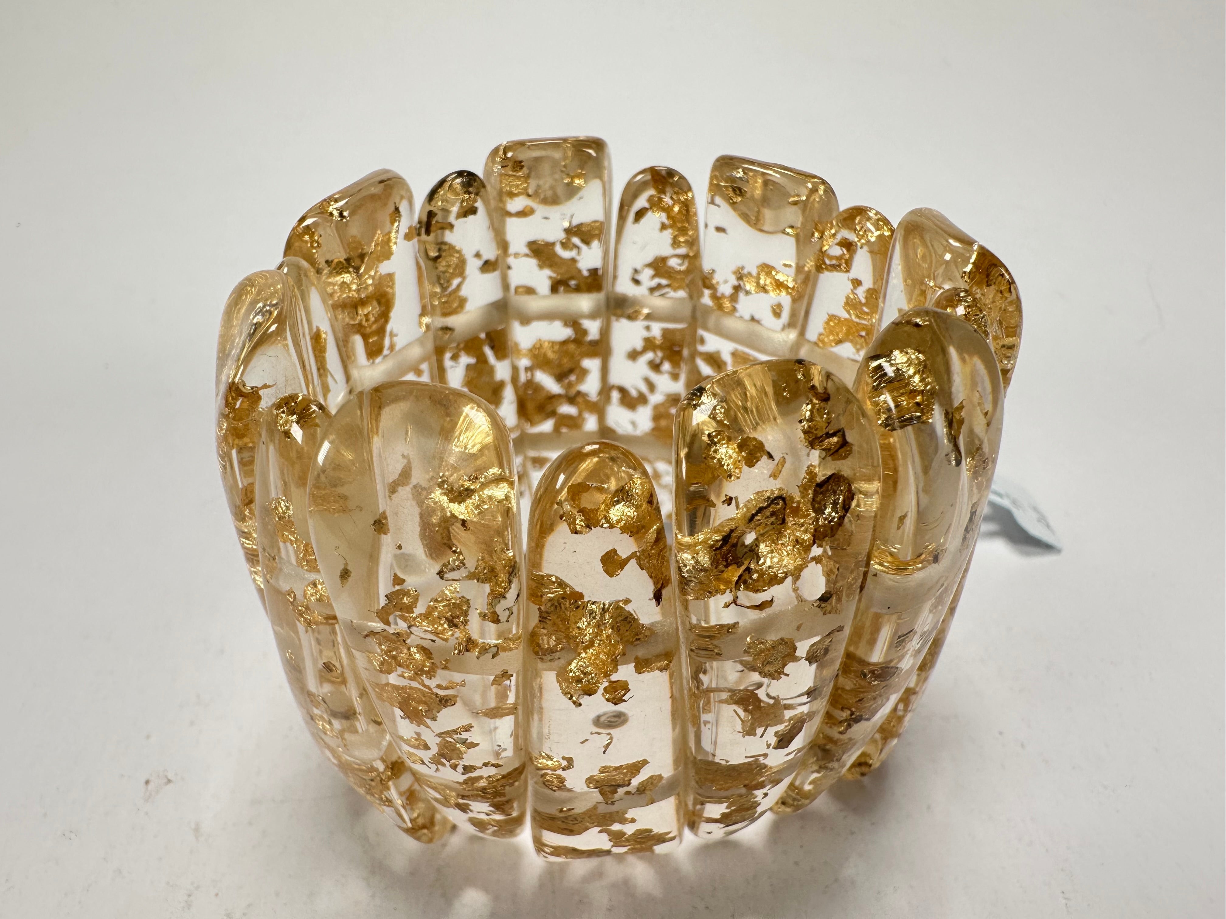 Jackie Brazil "Tulip" Gold Flakes Elasticated Bracelet ( B0026 )