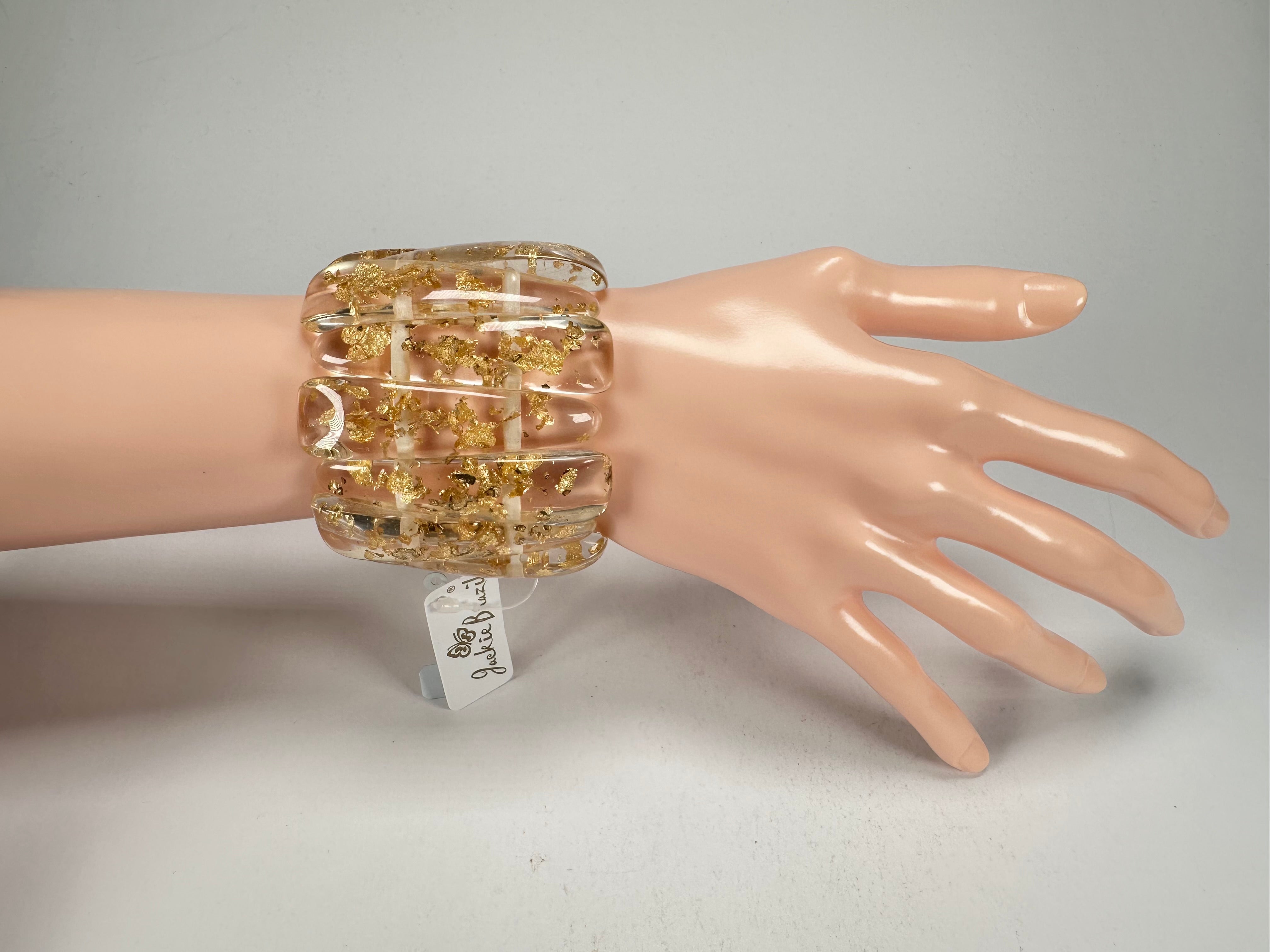 Jackie Brazil "Tulip" Gold Flakes Elasticated Bracelet ( B0026 )