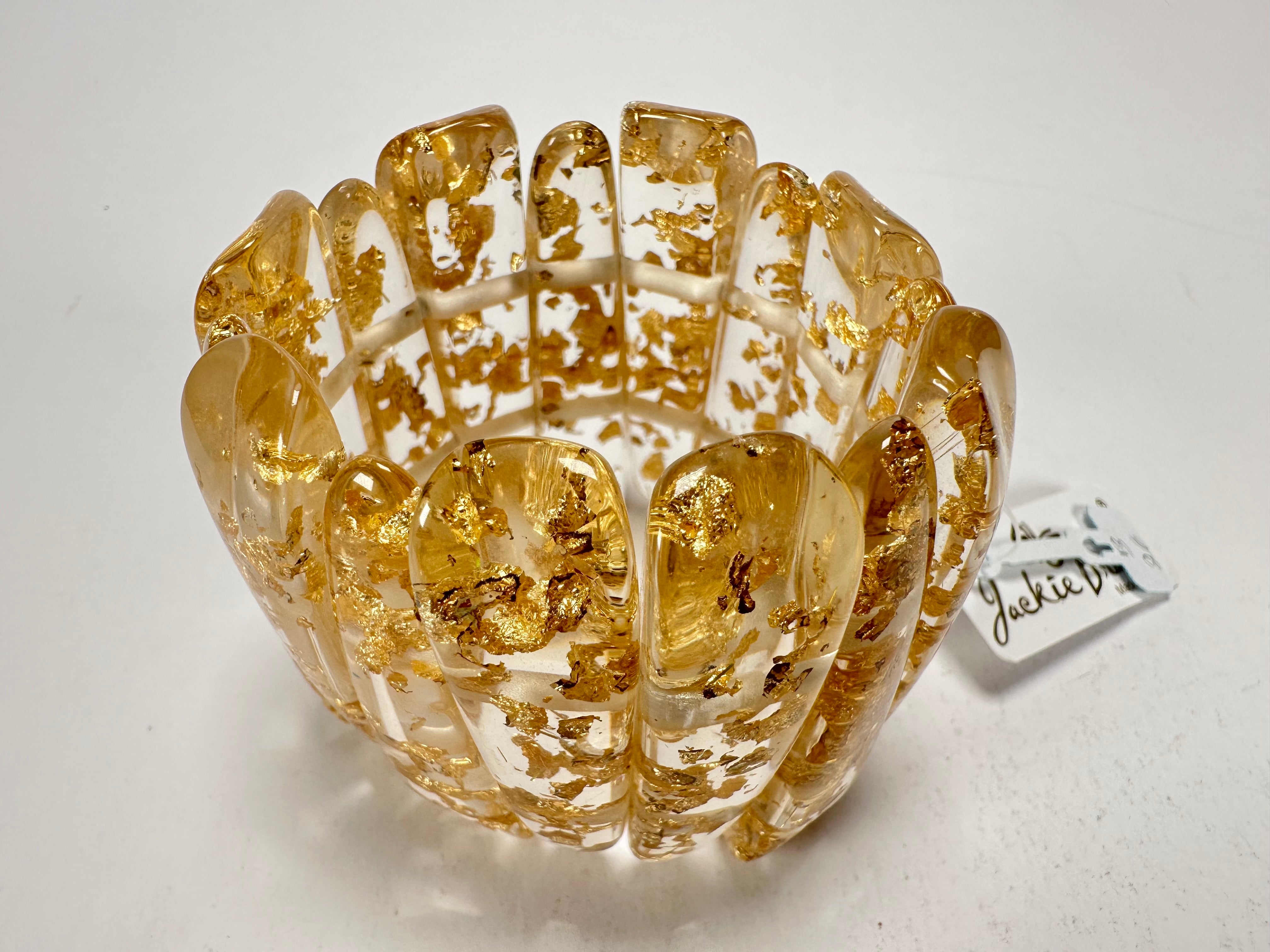 Jackie Brazil "Tulip" Gold Flakes Elasticated Bracelet ( B0026 )