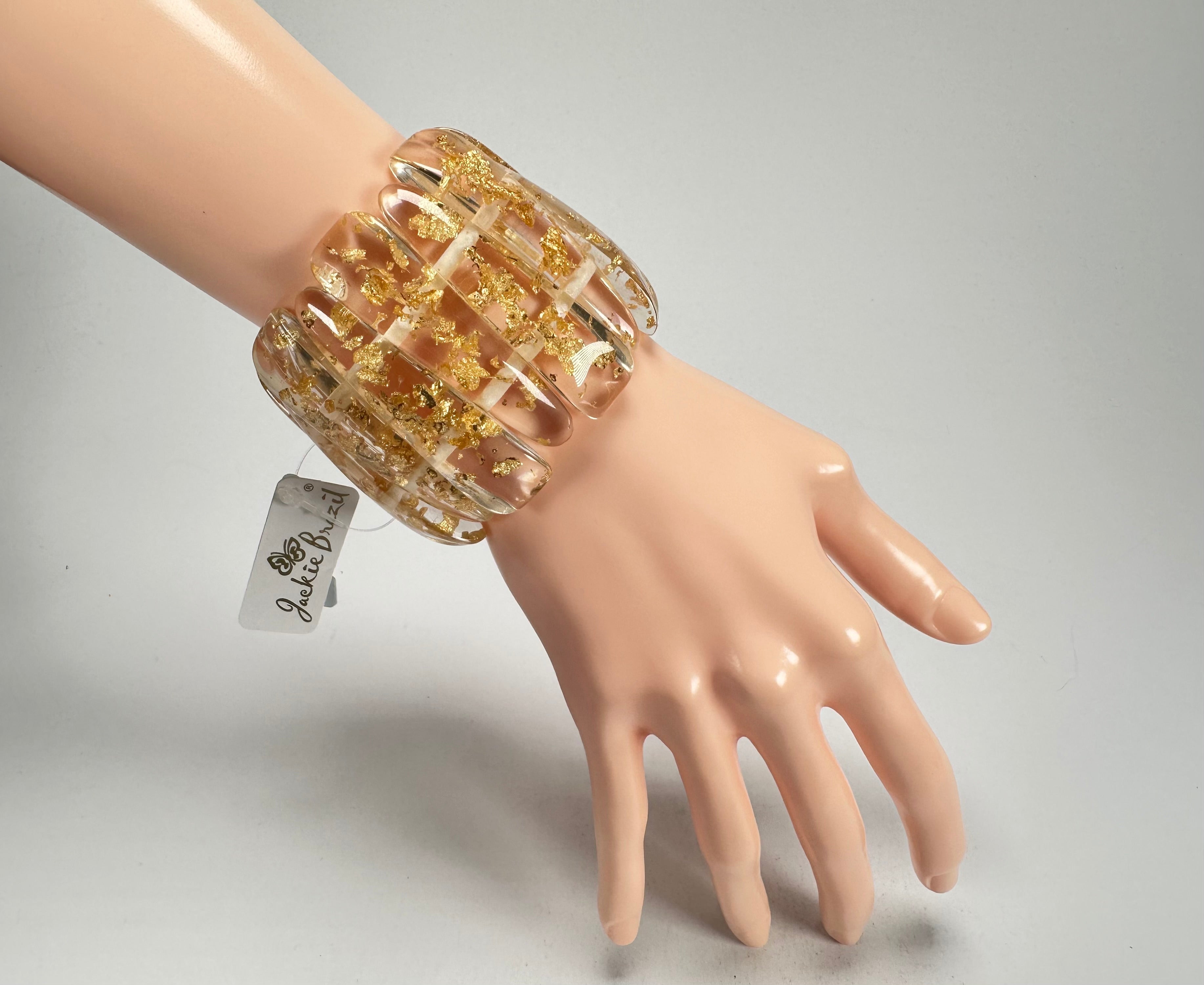 Jackie Brazil "Tulip" Gold Flakes Elasticated Bracelet ( B0026 )