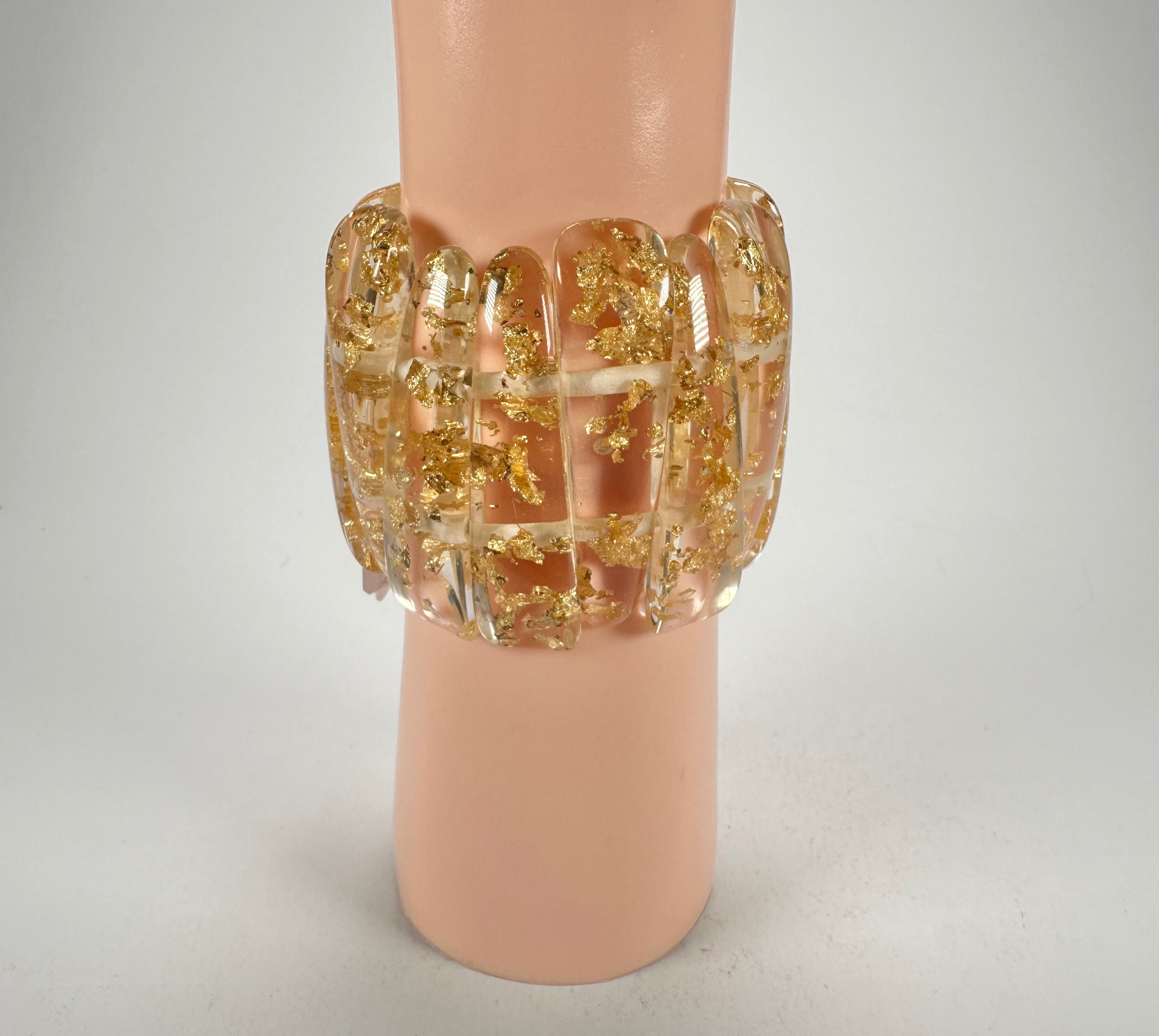 Jackie Brazil "Tulip" Gold Flakes Elasticated Bracelet ( B0026 )