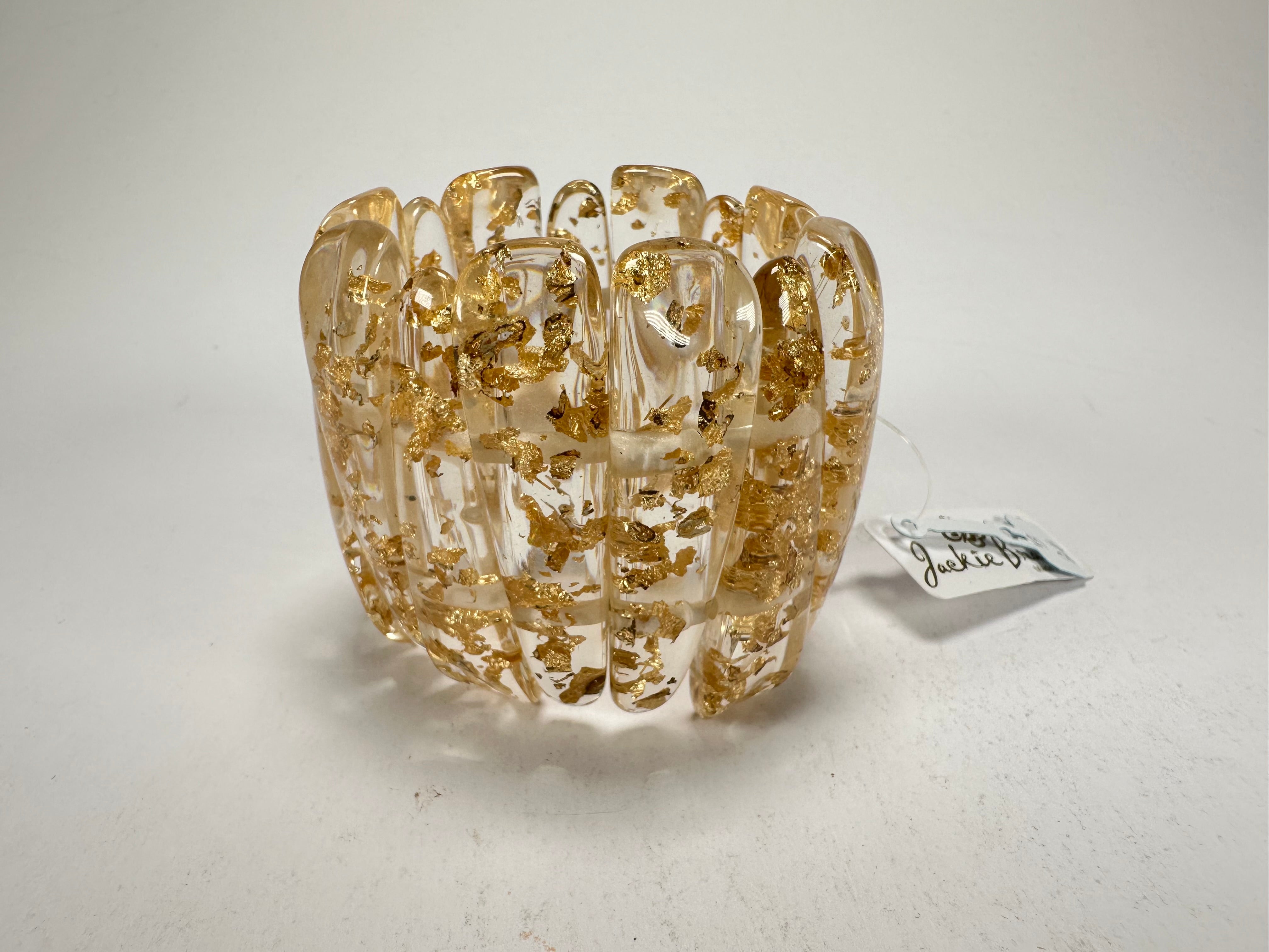 Jackie Brazil "Tulip" Gold Flakes Elasticated Bracelet ( B0026 )