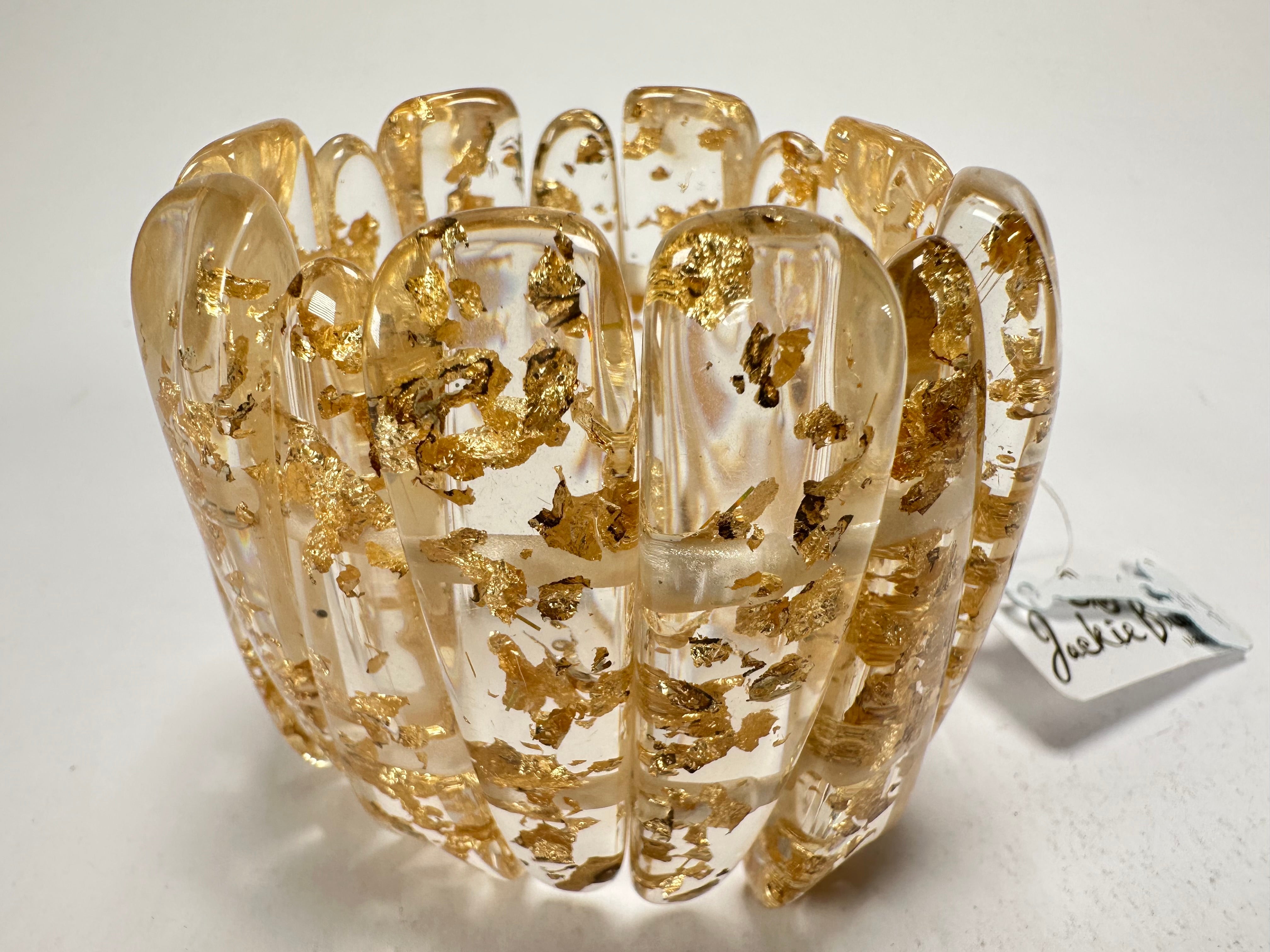 Jackie Brazil "Tulip" Gold Flakes Elasticated Bracelet ( B0026 )