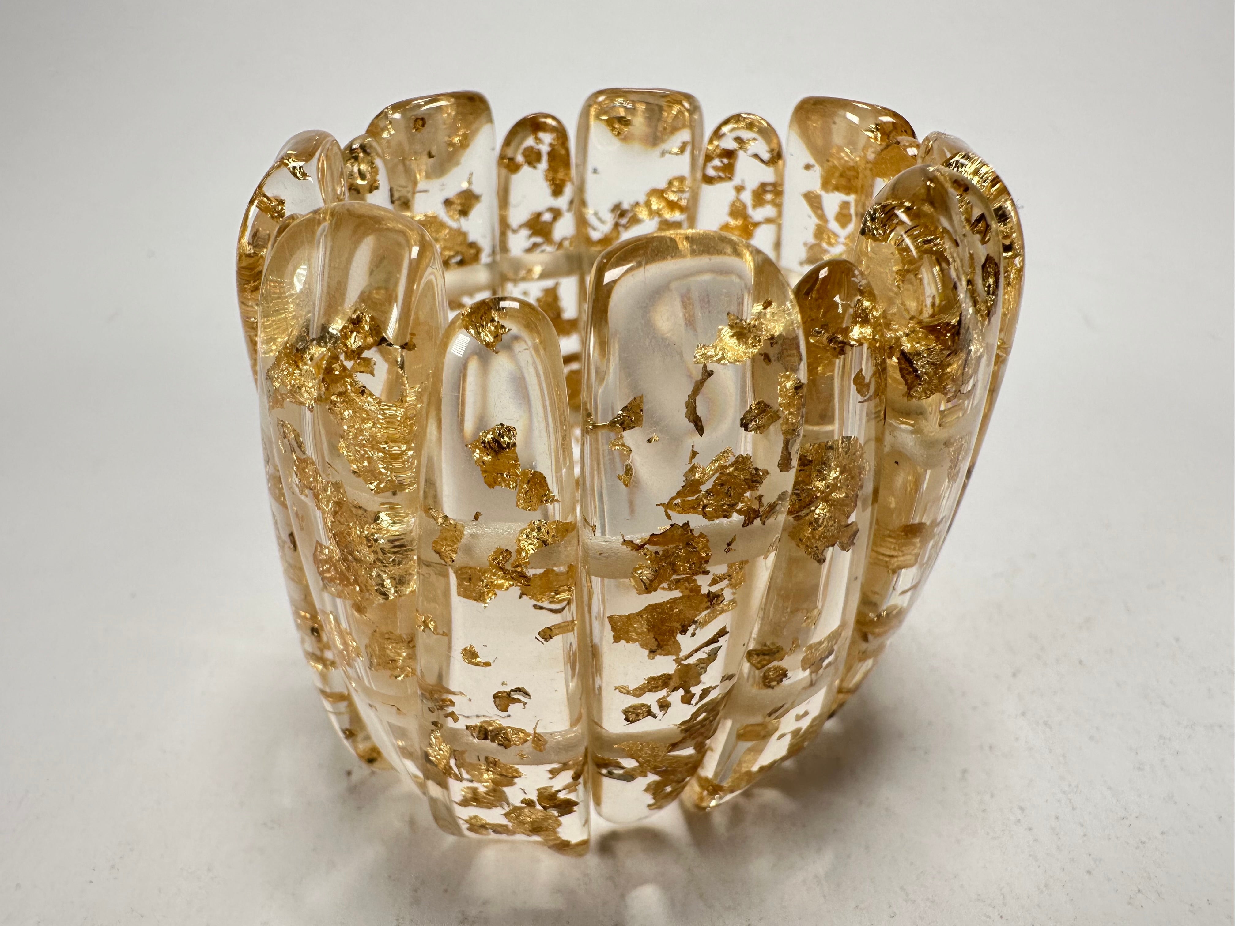 Jackie Brazil "Tulip" Gold Flakes Elasticated Bracelet ( B0026 )