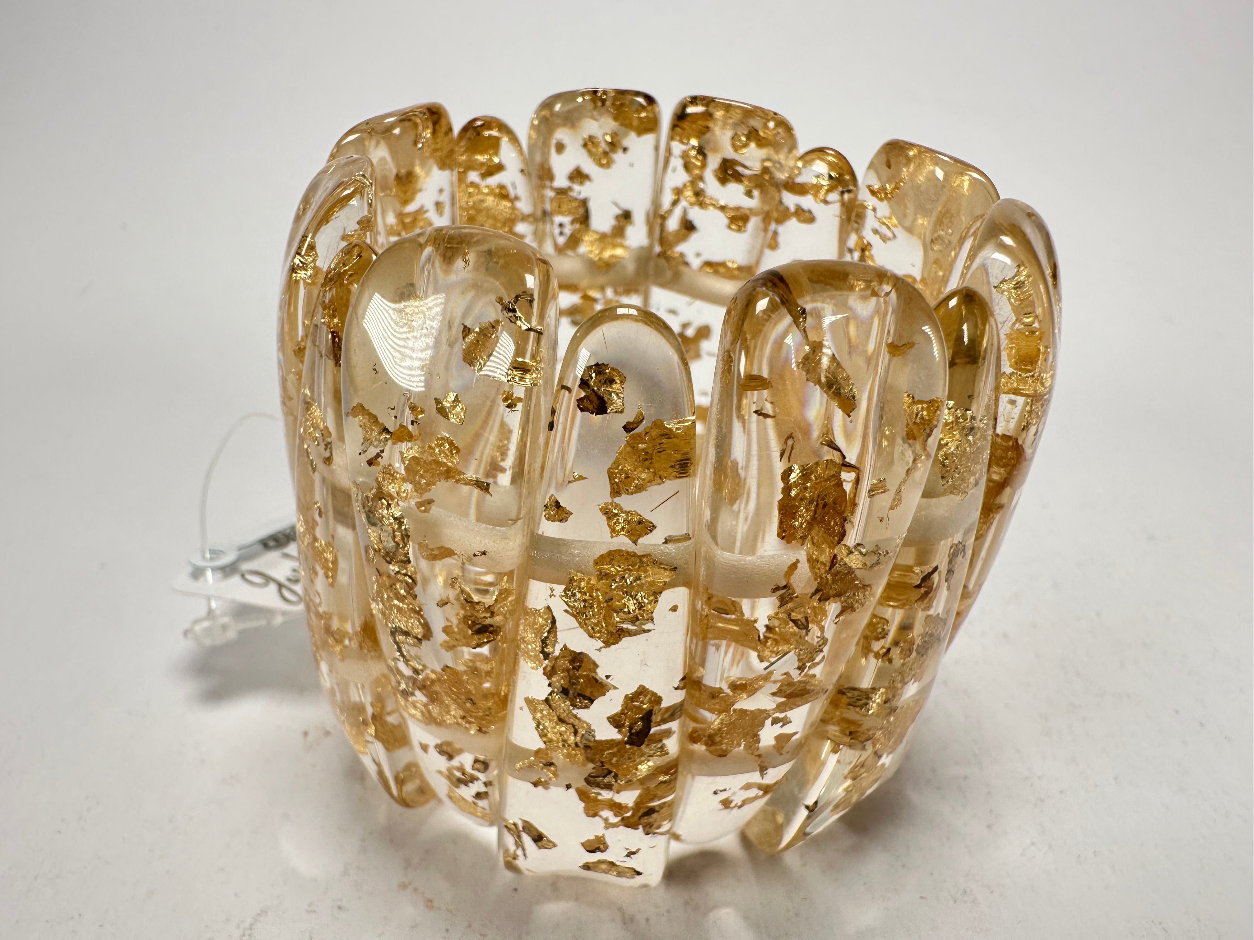 Jackie Brazil "Tulip" Gold Flakes Elasticated Bracelet ( B0026 )