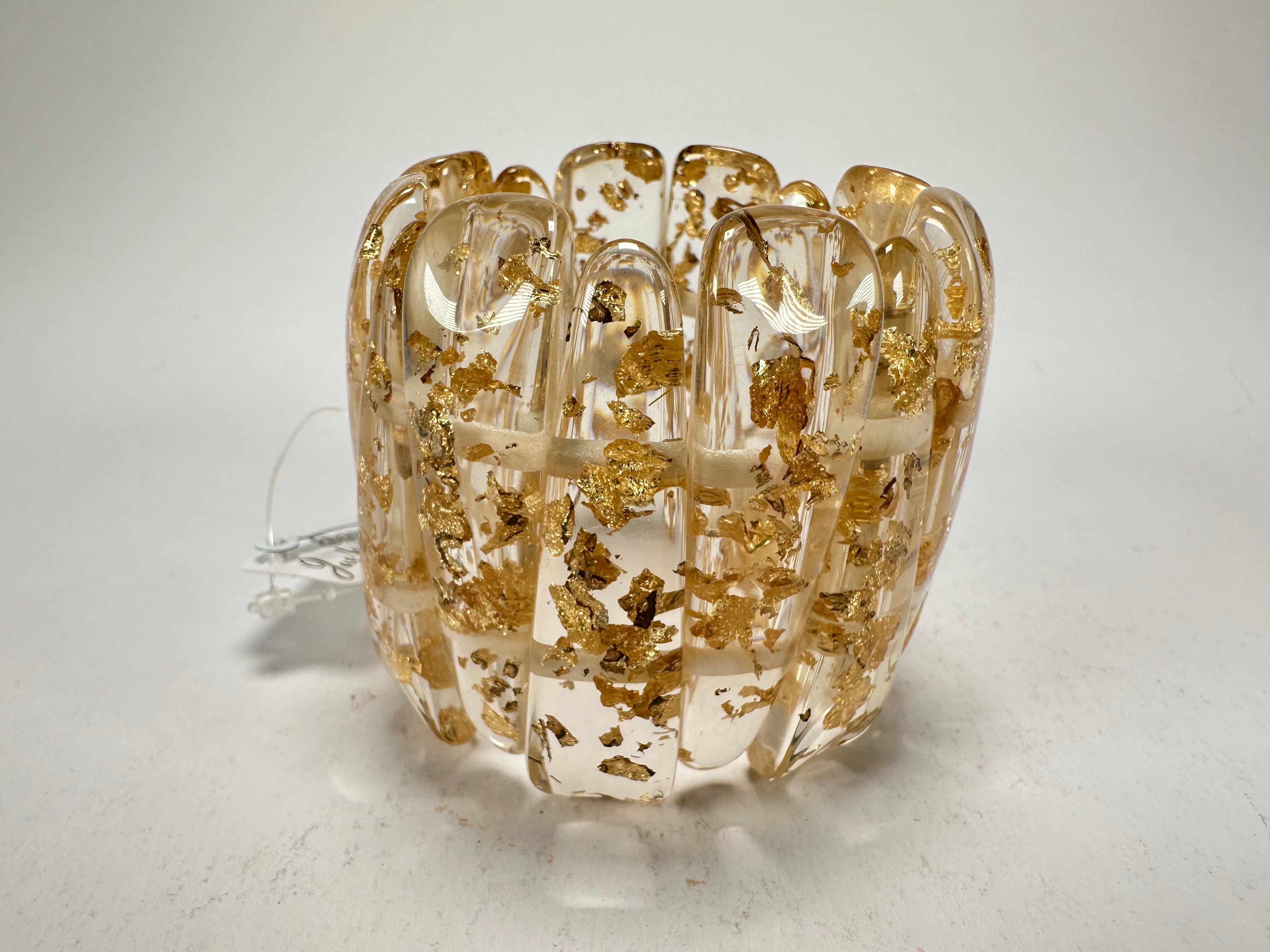 Jackie Brazil "Tulip" Gold Flakes Elasticated Bracelet ( B0026 )