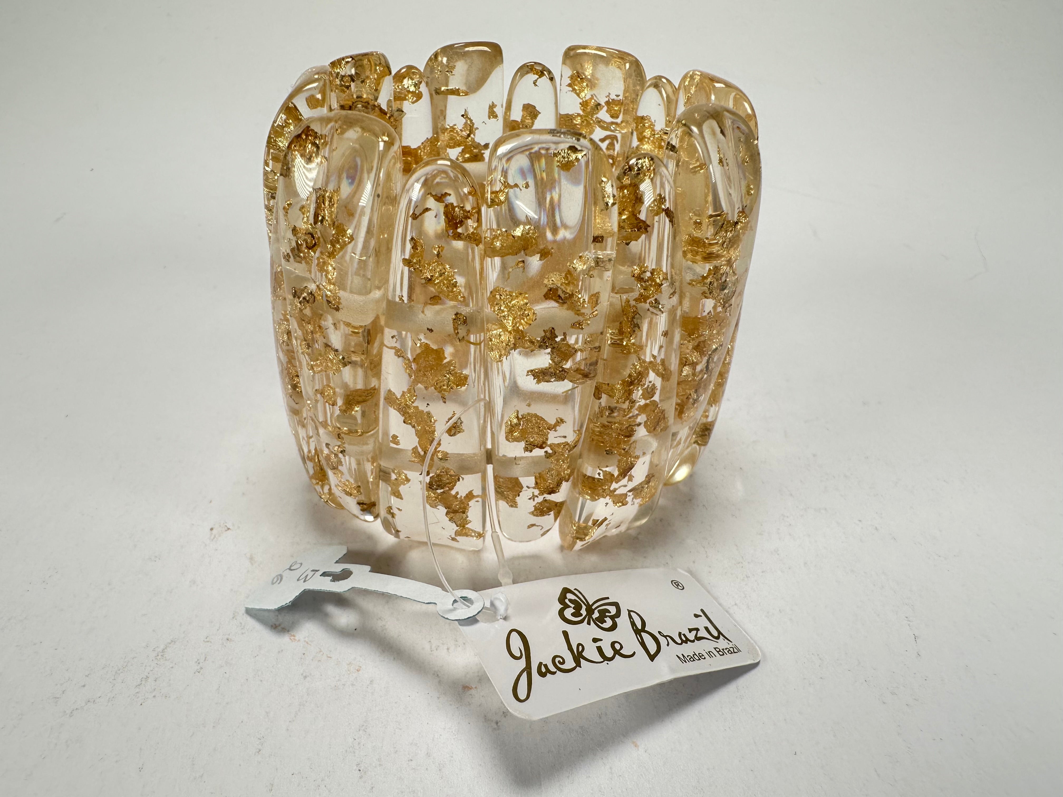 Jackie Brazil "Tulip" Gold Flakes Elasticated Bracelet ( B0026 )