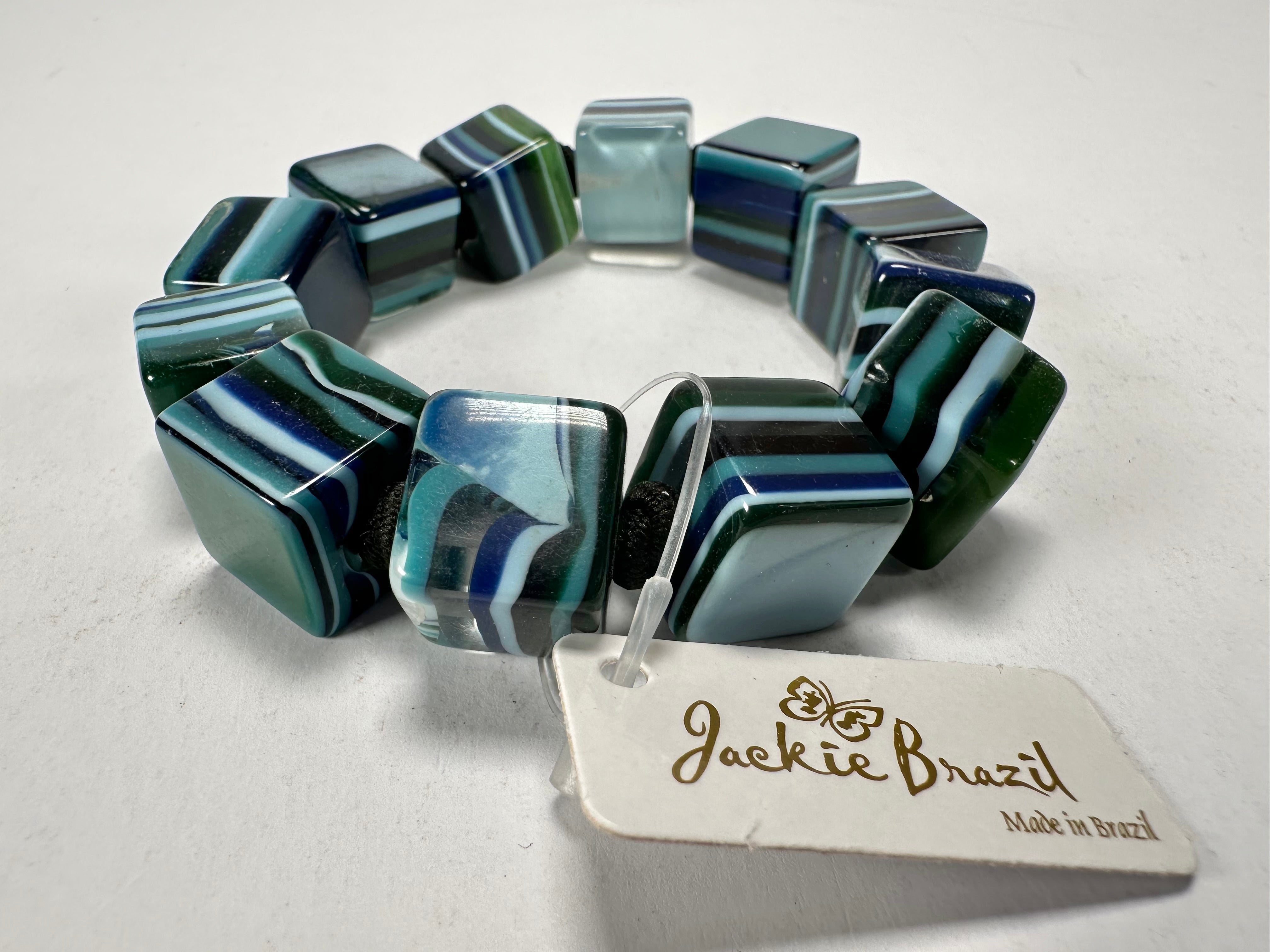 Jackie Brazil "POP" Liquorice Blue Mix Small Cubes Bracelet ( B0224 )